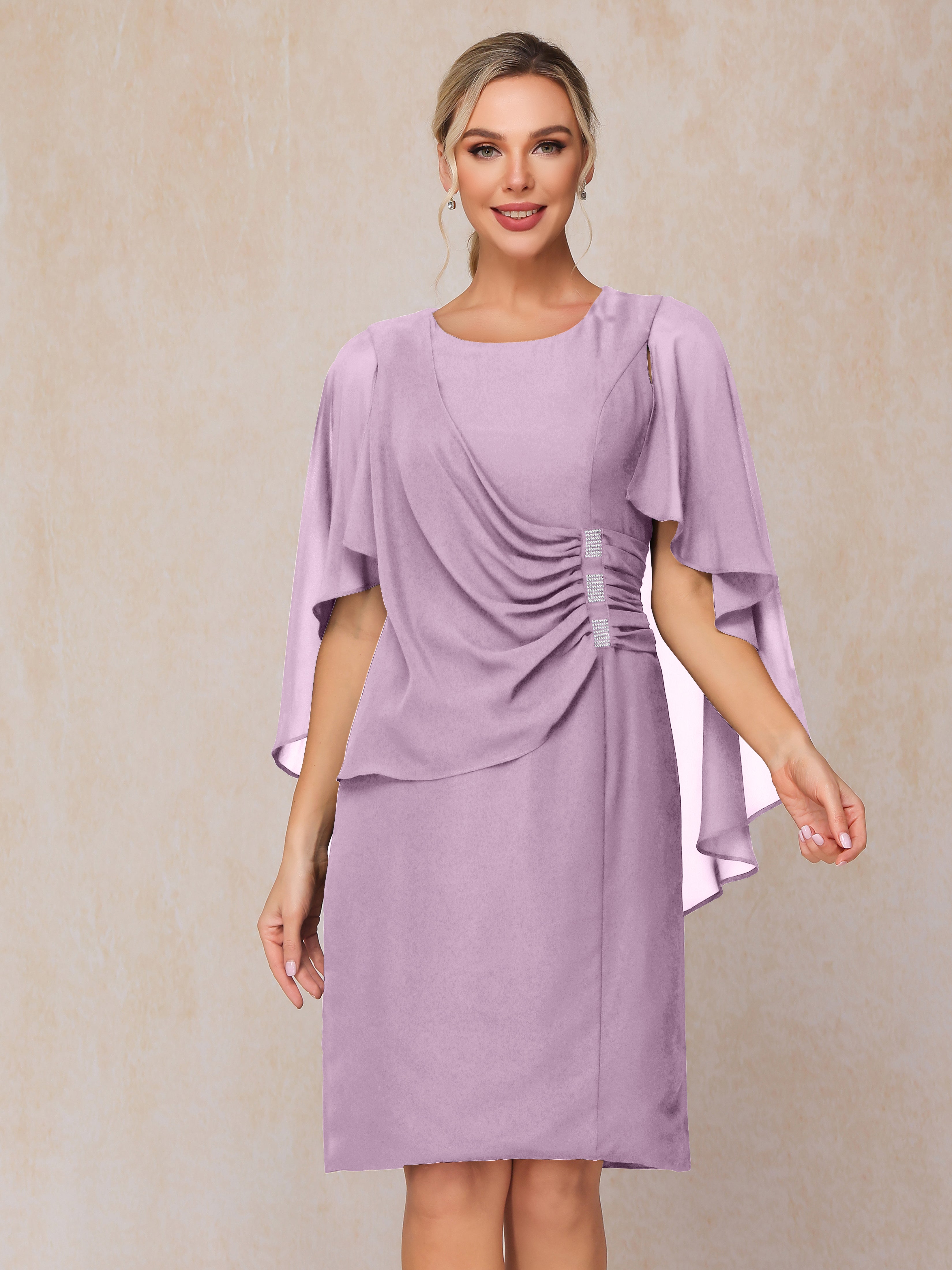 Mother of the bride dresses purple knee length on sale