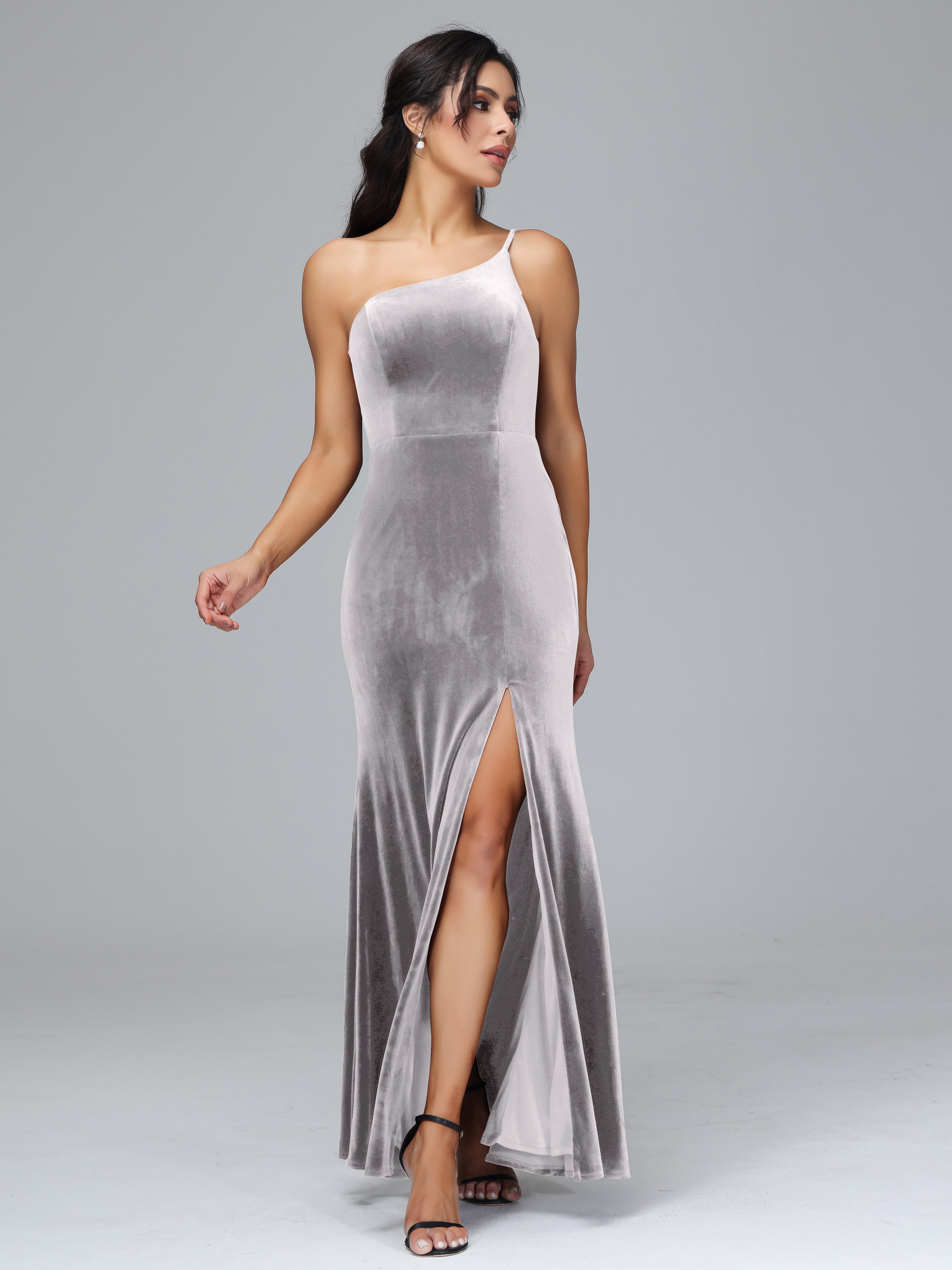 One Shoulder Sheath Split Plus Size Bridesmaid Dresses