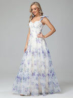Cicinia Yellow Prom Dresses Long Satin A-line Floor Length Beaded Party Gowns