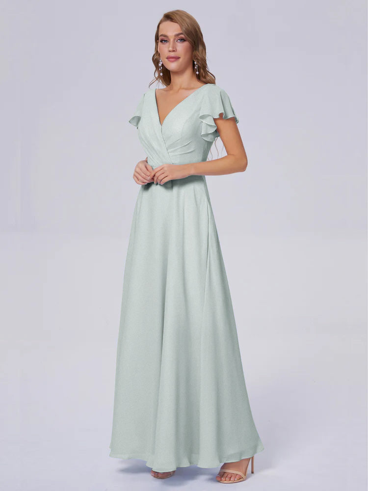 Genevieve V Neck Chiffon Bridesmaid Dresses