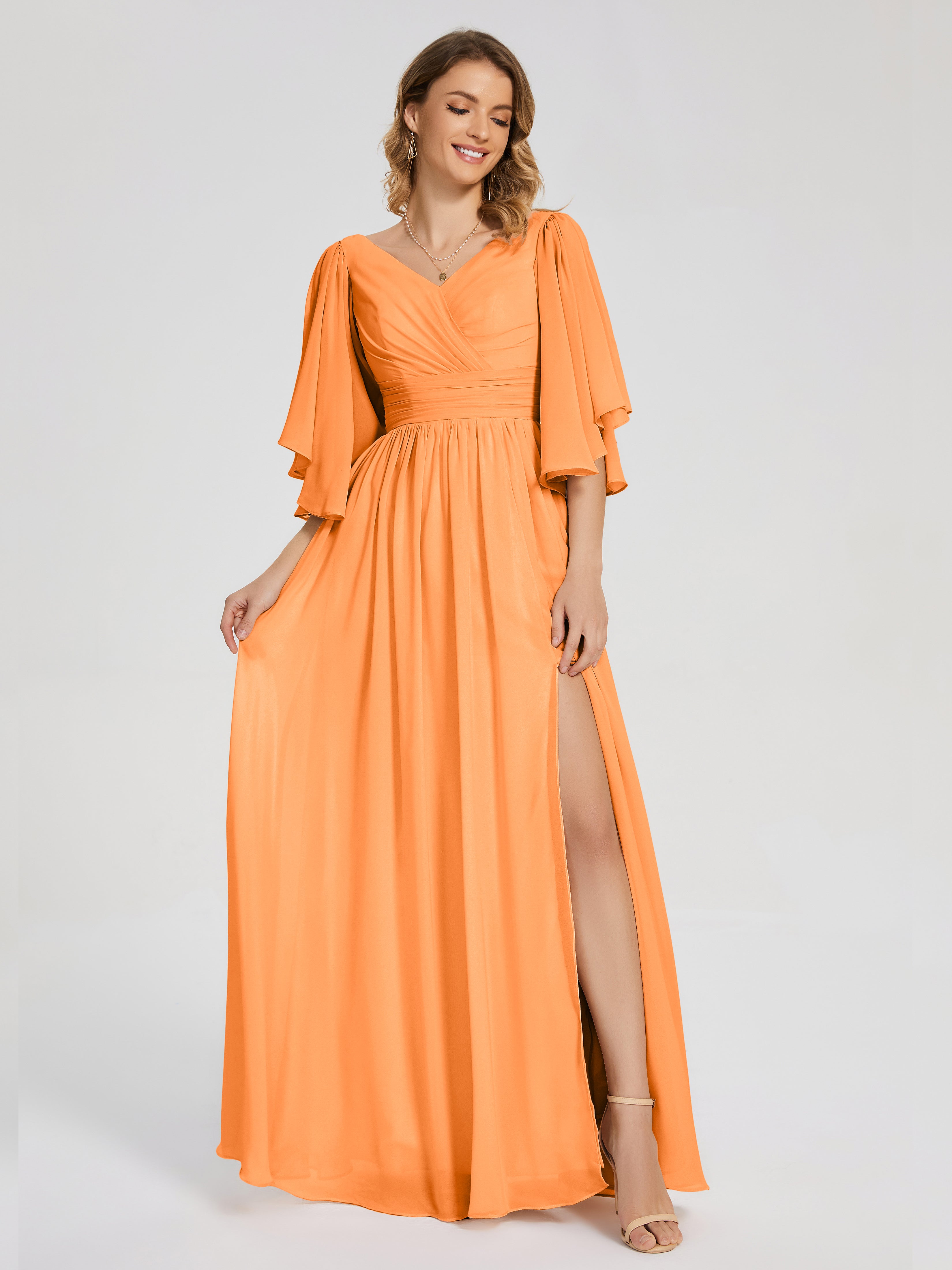 Orange Bridesmaids Dress Giselle Pretty Corset Back Chiffon Bridesmaid Dresses