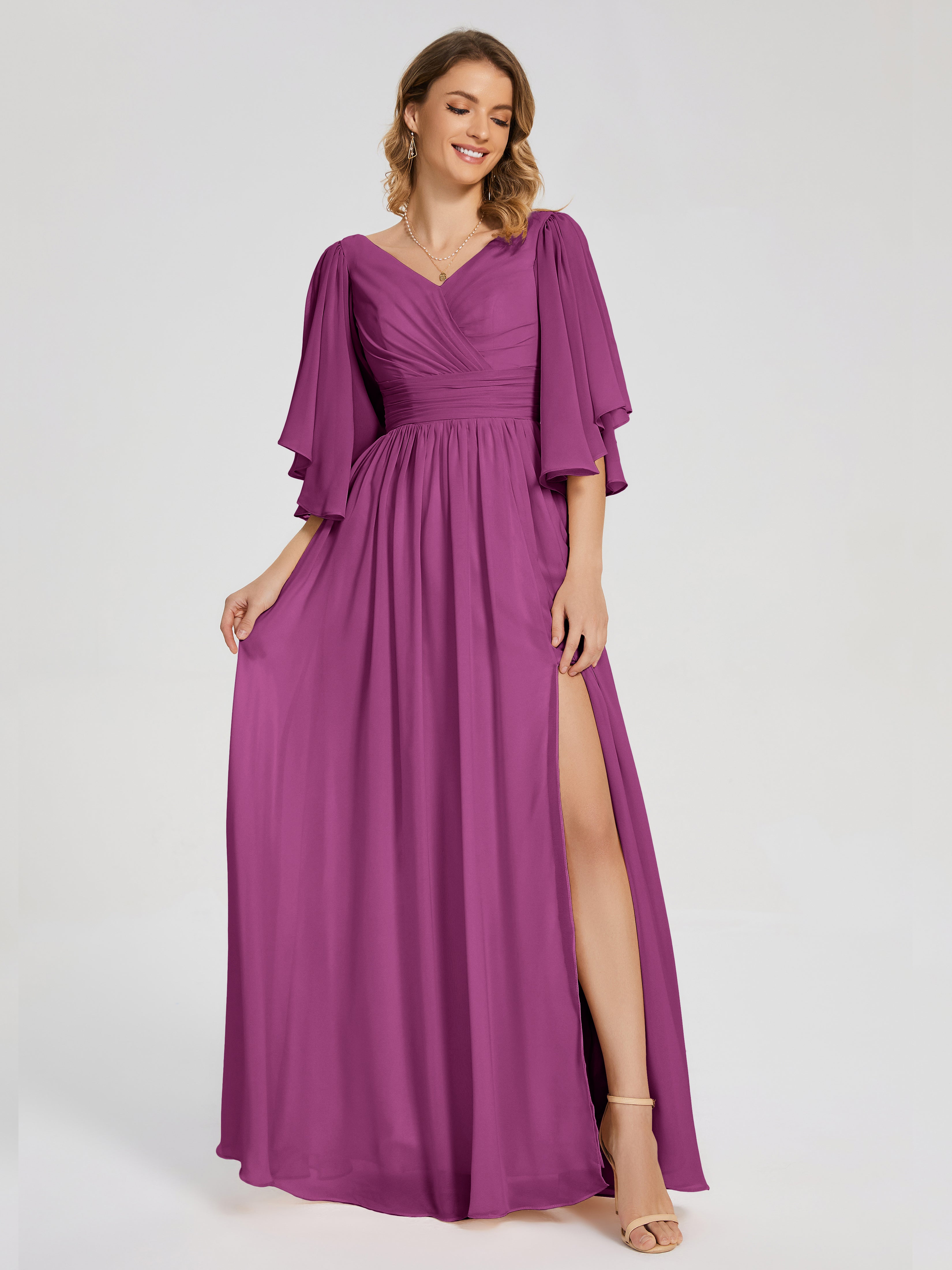 Orchid Bridesmaid Dress Giselle Pretty Corset Back Chiffon Bridesmaid