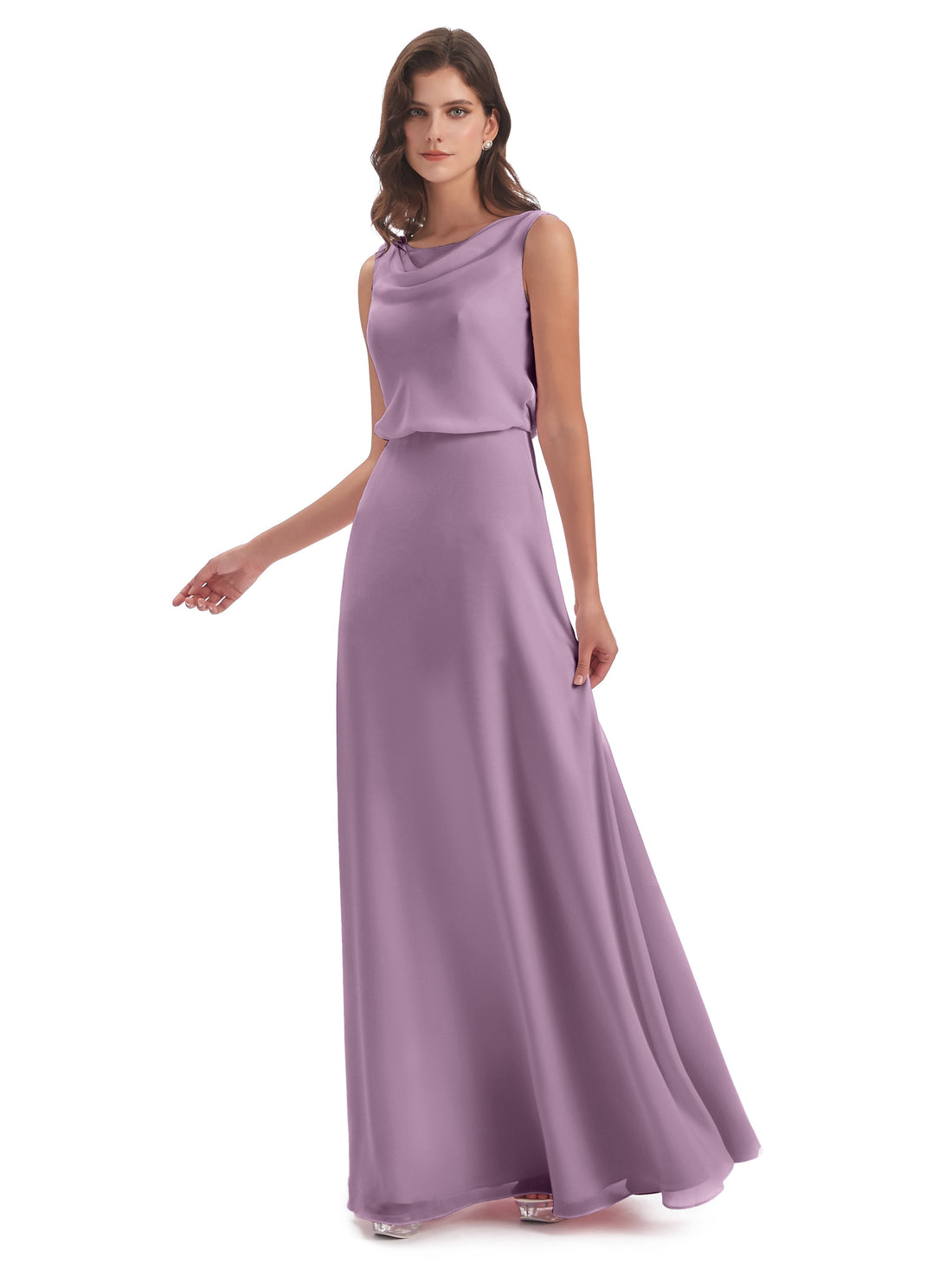 Full Length Chiffon Maxi Bridesmaid Gowns Wisteria Plus Size