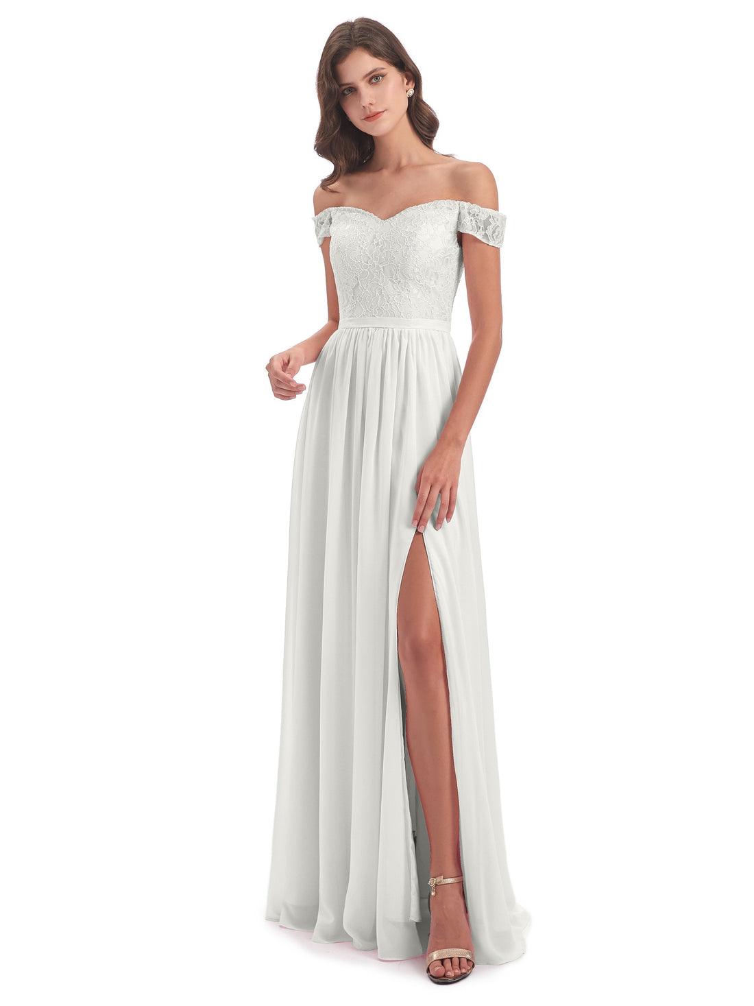 Bridesmaid Dress Ivory Charlotte Unique A-Line Split Floor Length Long