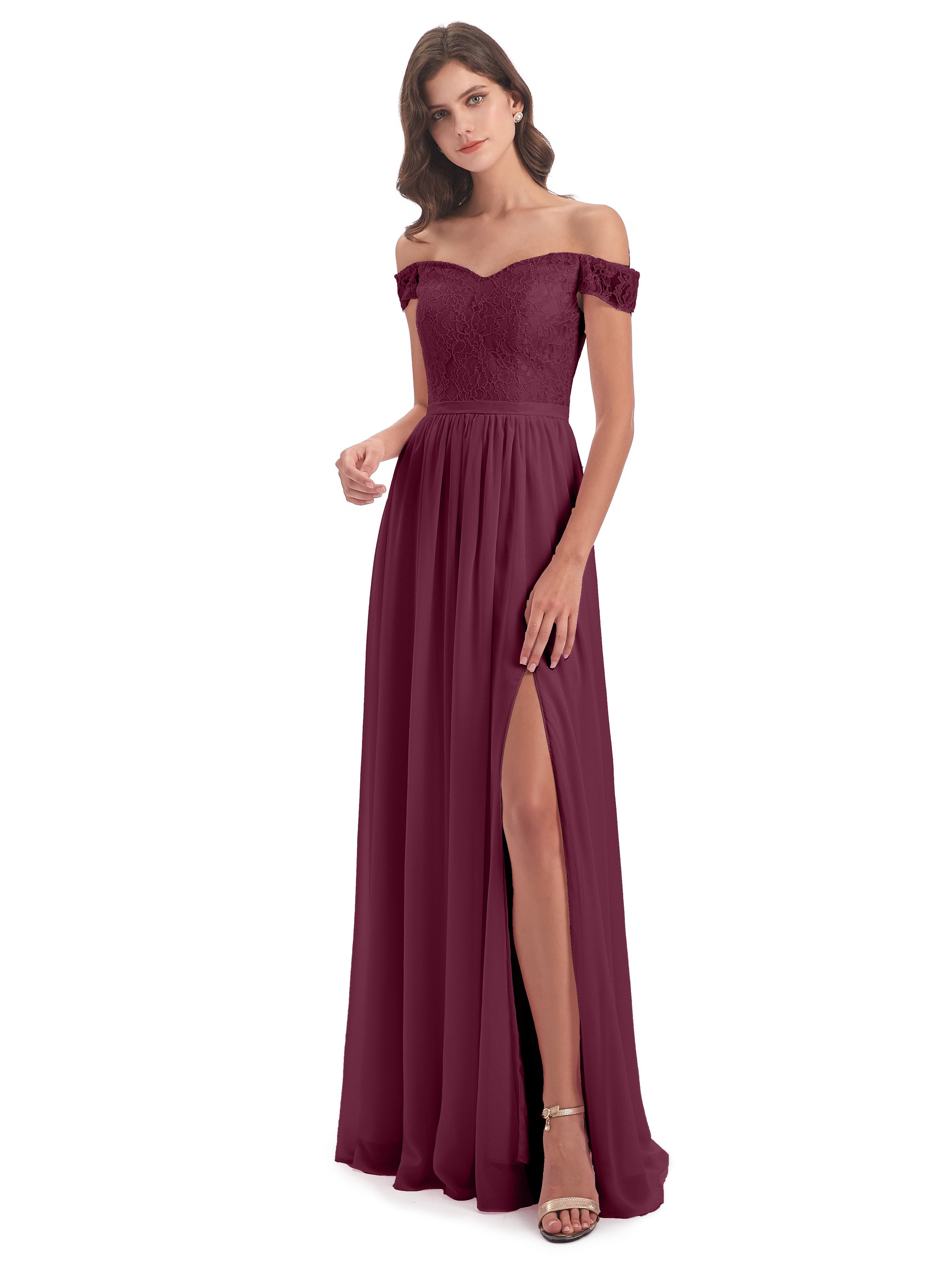 Mulberry Bridesmaids Charlotte Unique A-Line Split Floor Length Long B