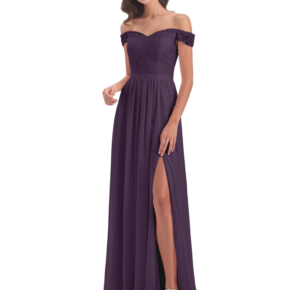 three quarter length sleeve bridesmaid dress Long Sweetheart Chiffon Lace-Up Vera Wang Vw360453 WHITE Color:Latte mens-shoes With a flattering A