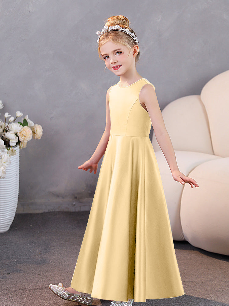 Sleeveless Satin Junior Bridesmaid Dresses