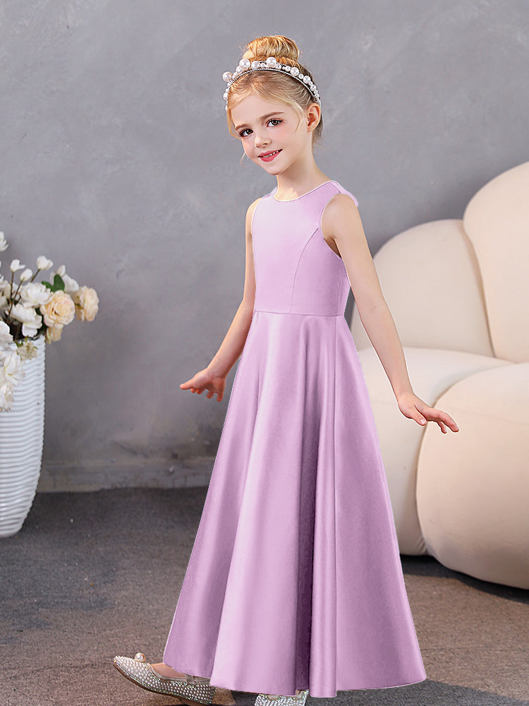 Sleeveless Satin Junior Bridesmaid Dresses