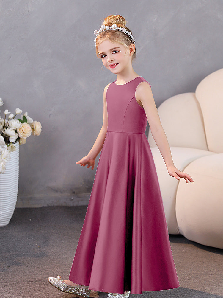 Sleeveless Satin Junior Bridesmaid Dresses