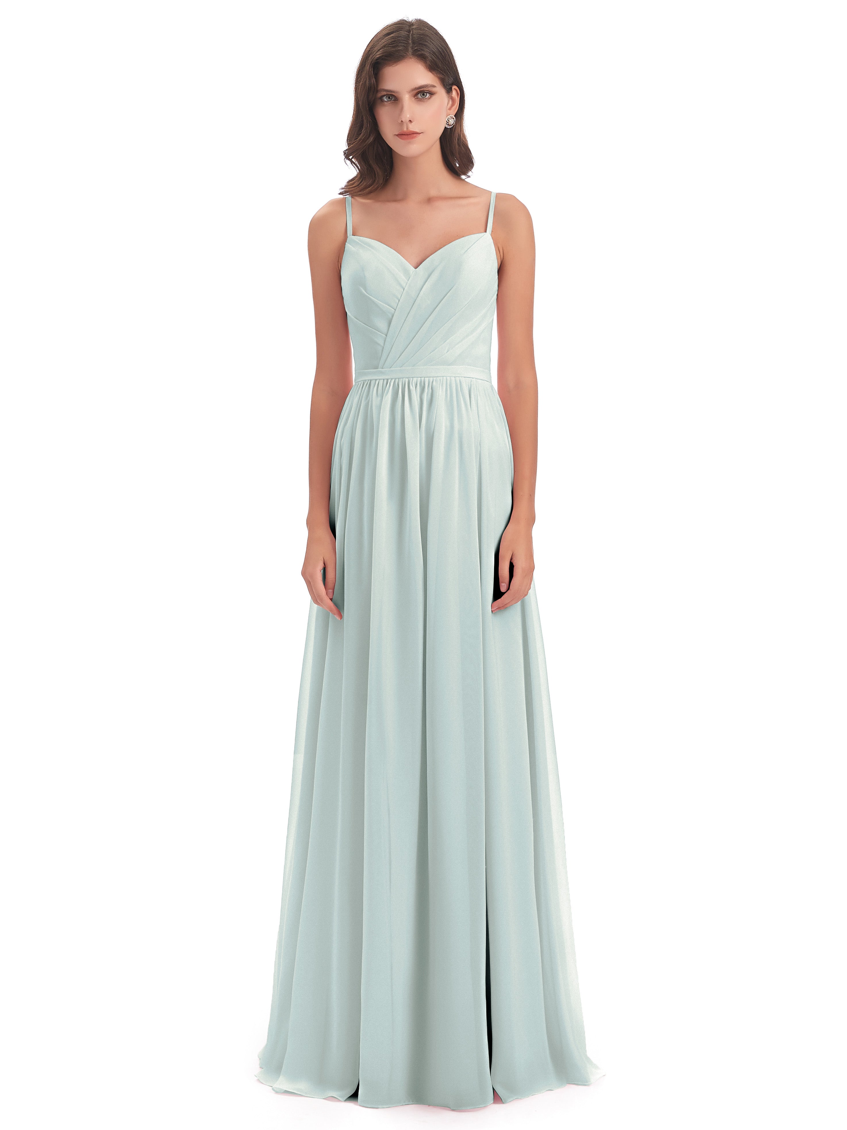 Lotte Spaghetti Straps Floor-Length  Chiffon Bridesmaid Dresses