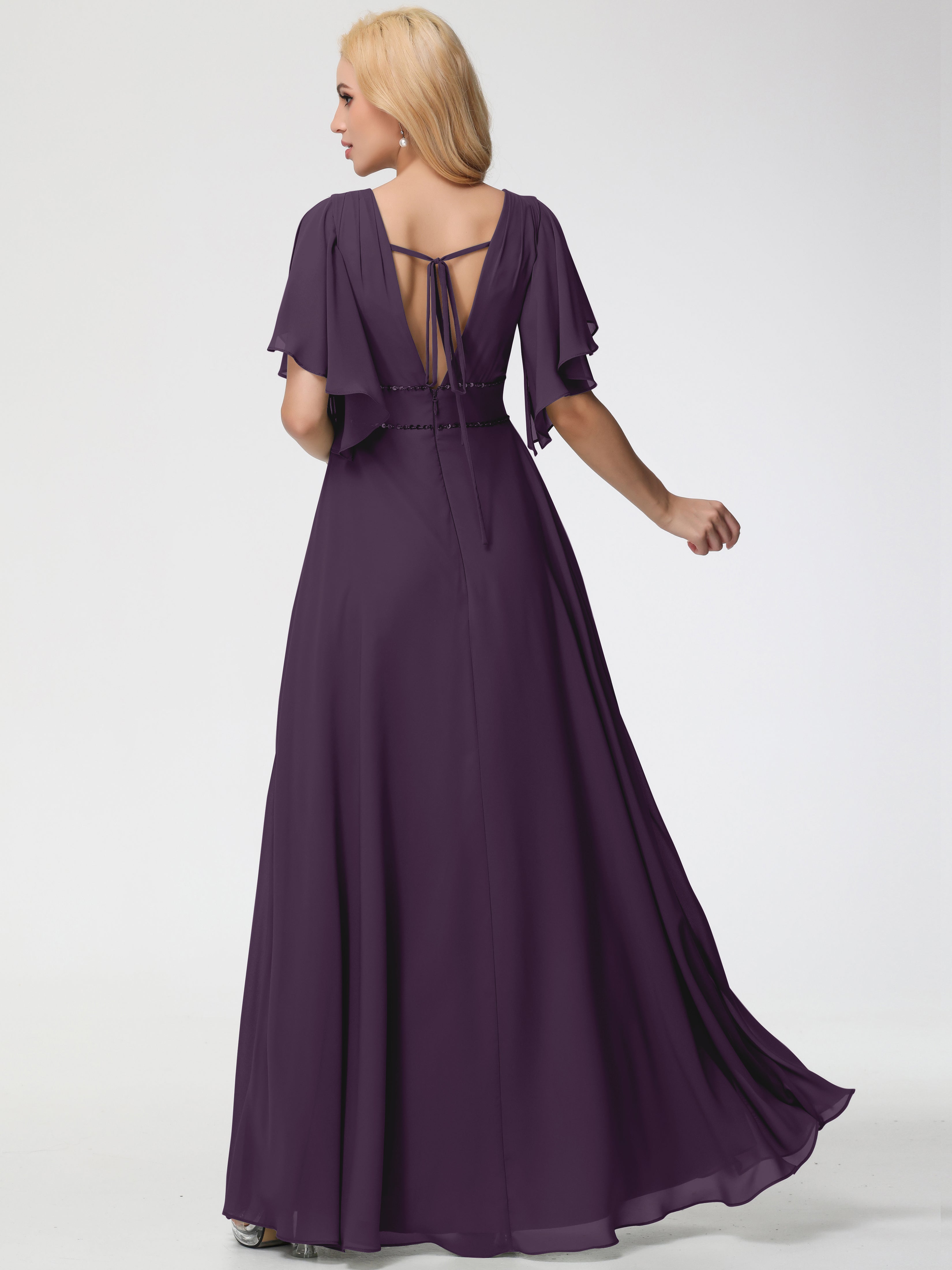 A-Line Sequins Sleeves Floor-Length Chiffon Bridesmaid Dresses (Copy)