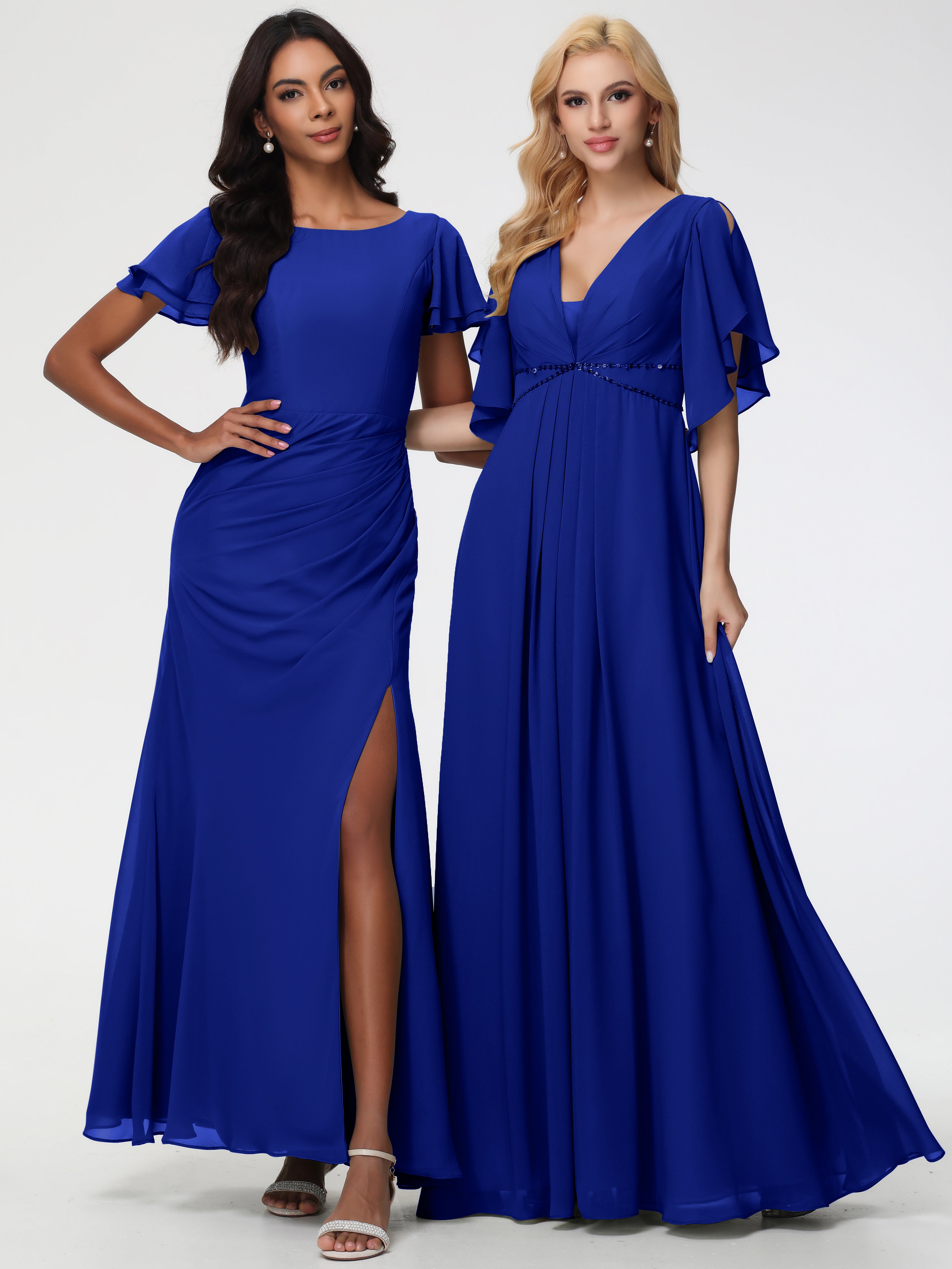 A-Line Sequins Sleeves Floor-Length Chiffon Bridesmaid Dresses (Copy)