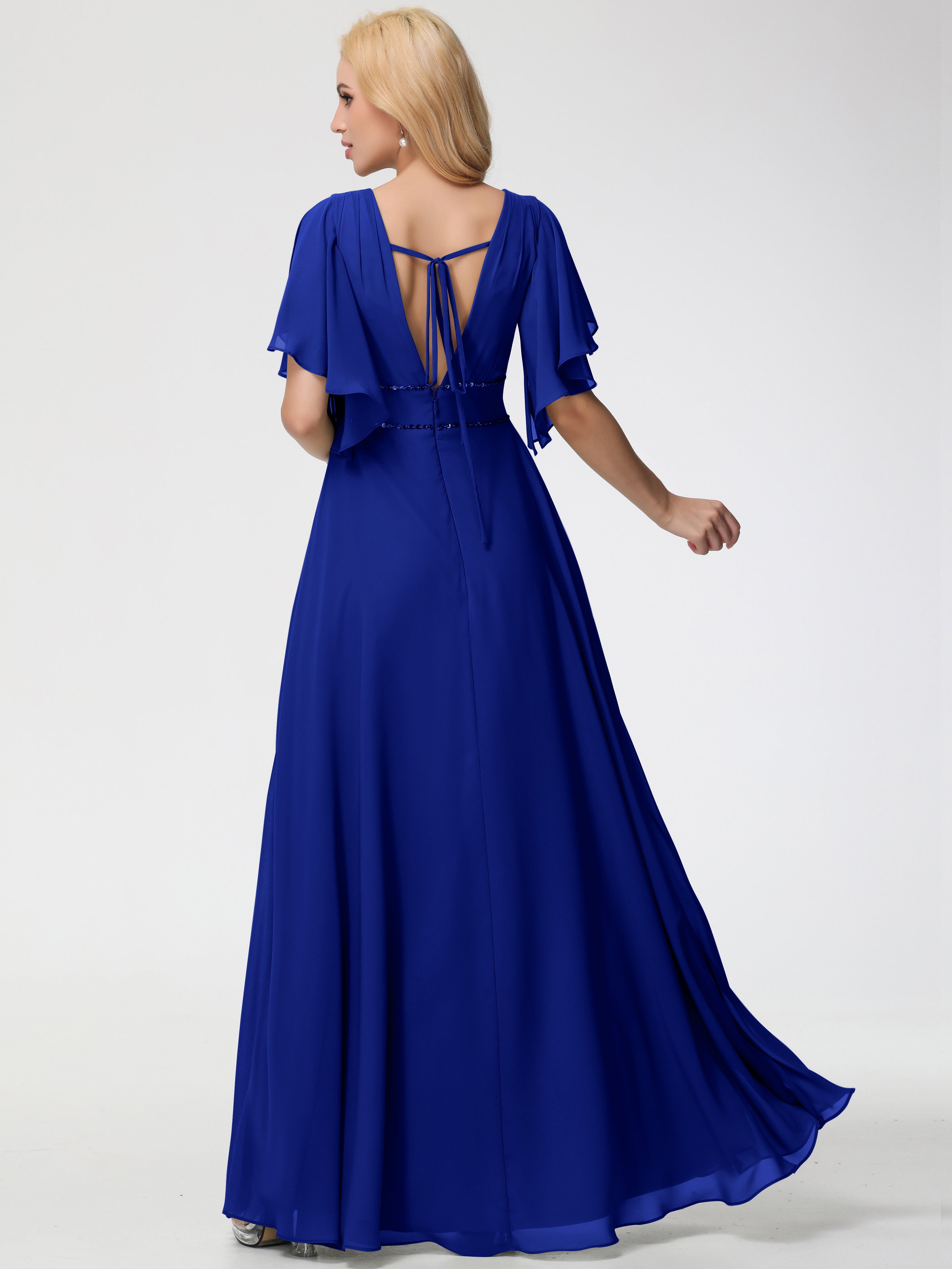 A-Line Sequins Sleeves Floor-Length Chiffon Bridesmaid Dresses (Copy)