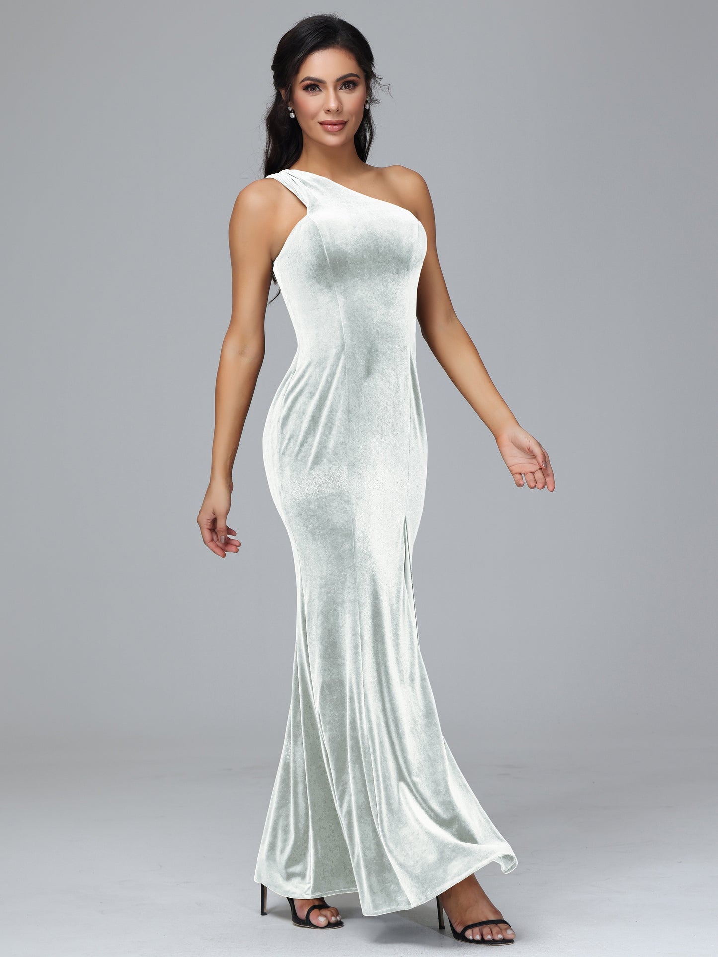 Sheath/Column One Shoulder Long Plus Size Bridesmaid Dresses With Split