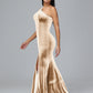 Sheath/Column One Shoulder Long Velvet Bridesmaid Dresses With Split