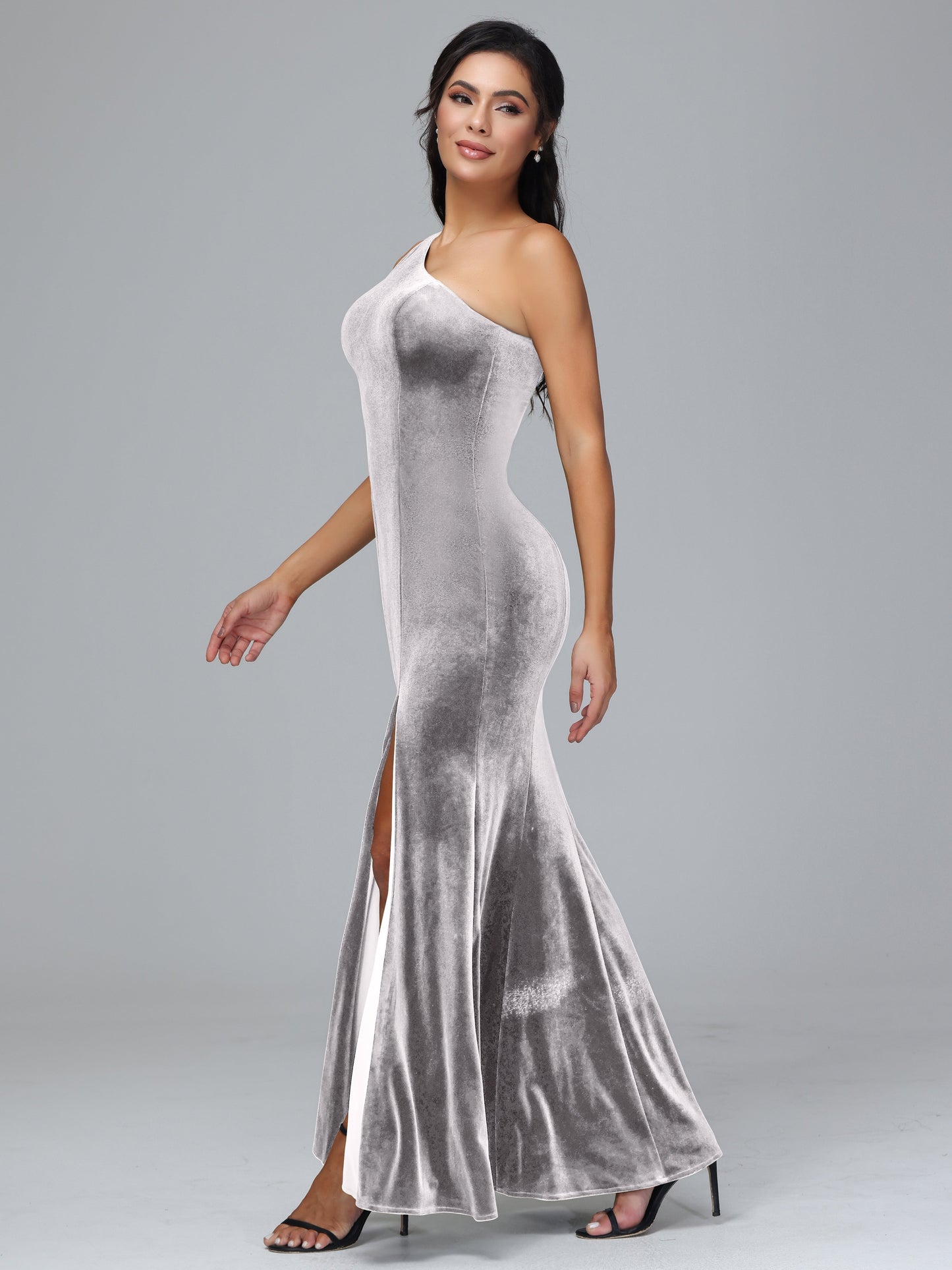 Sheath/Column One Shoulder Long Plus Size Bridesmaid Dresses With Split