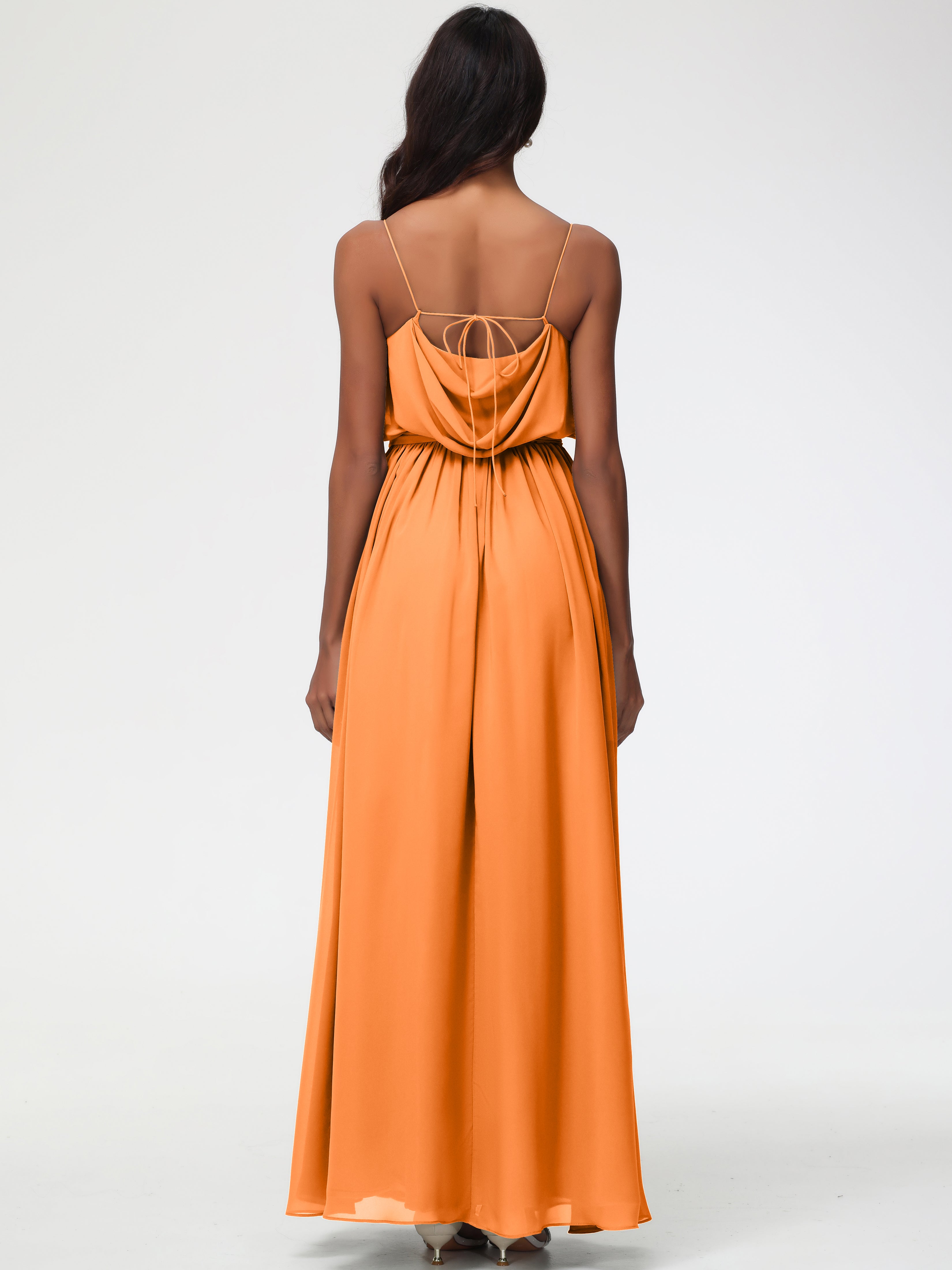 A-Line Cowl Spaghetti Straps Sleeveless Long Split Chiffon Bridesmaid Dresses (Copy)
