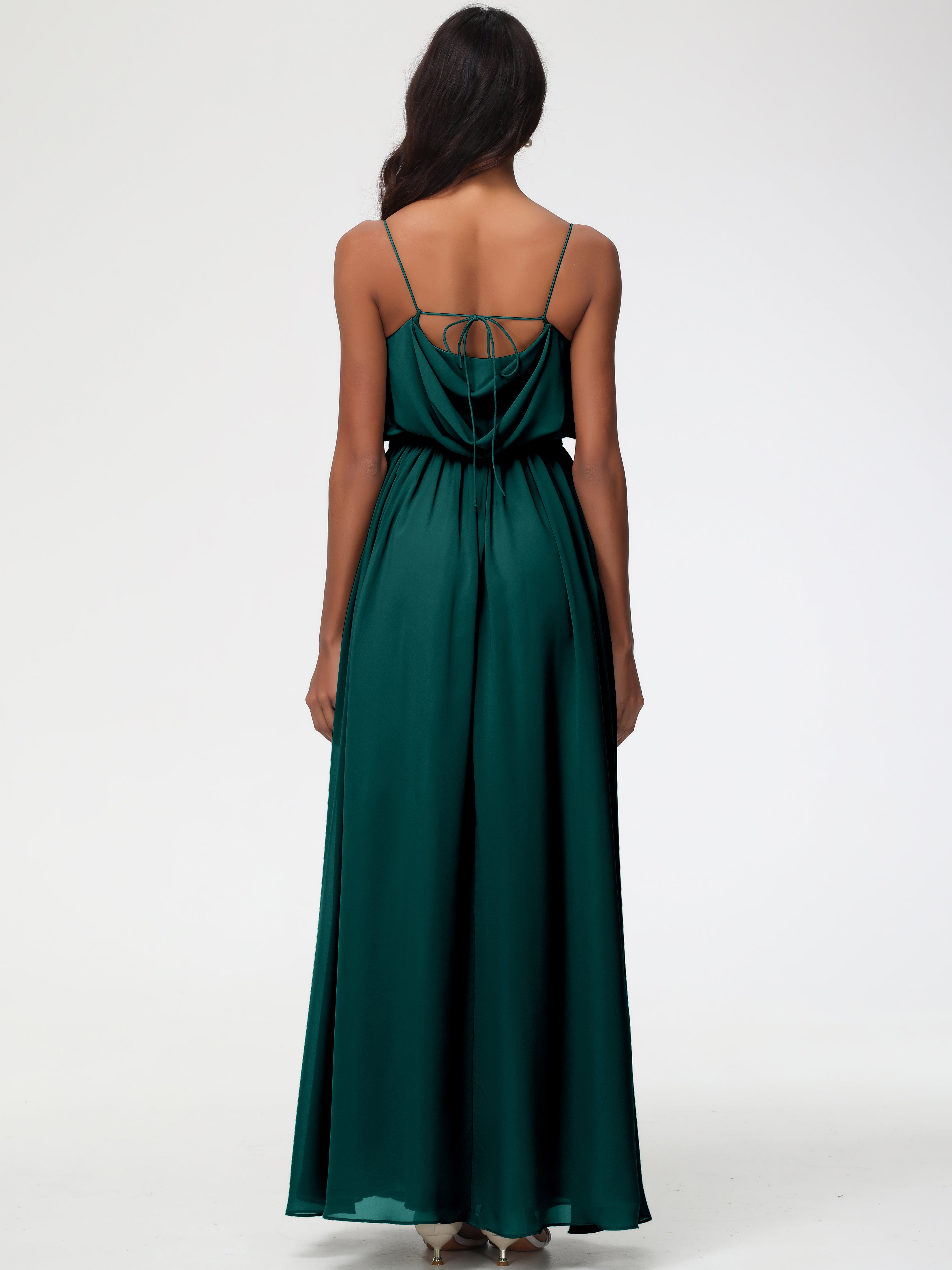 A-Line Cowl Spaghetti Straps Sleeveless Long Split Chiffon Bridesmaid Dresses (Copy)