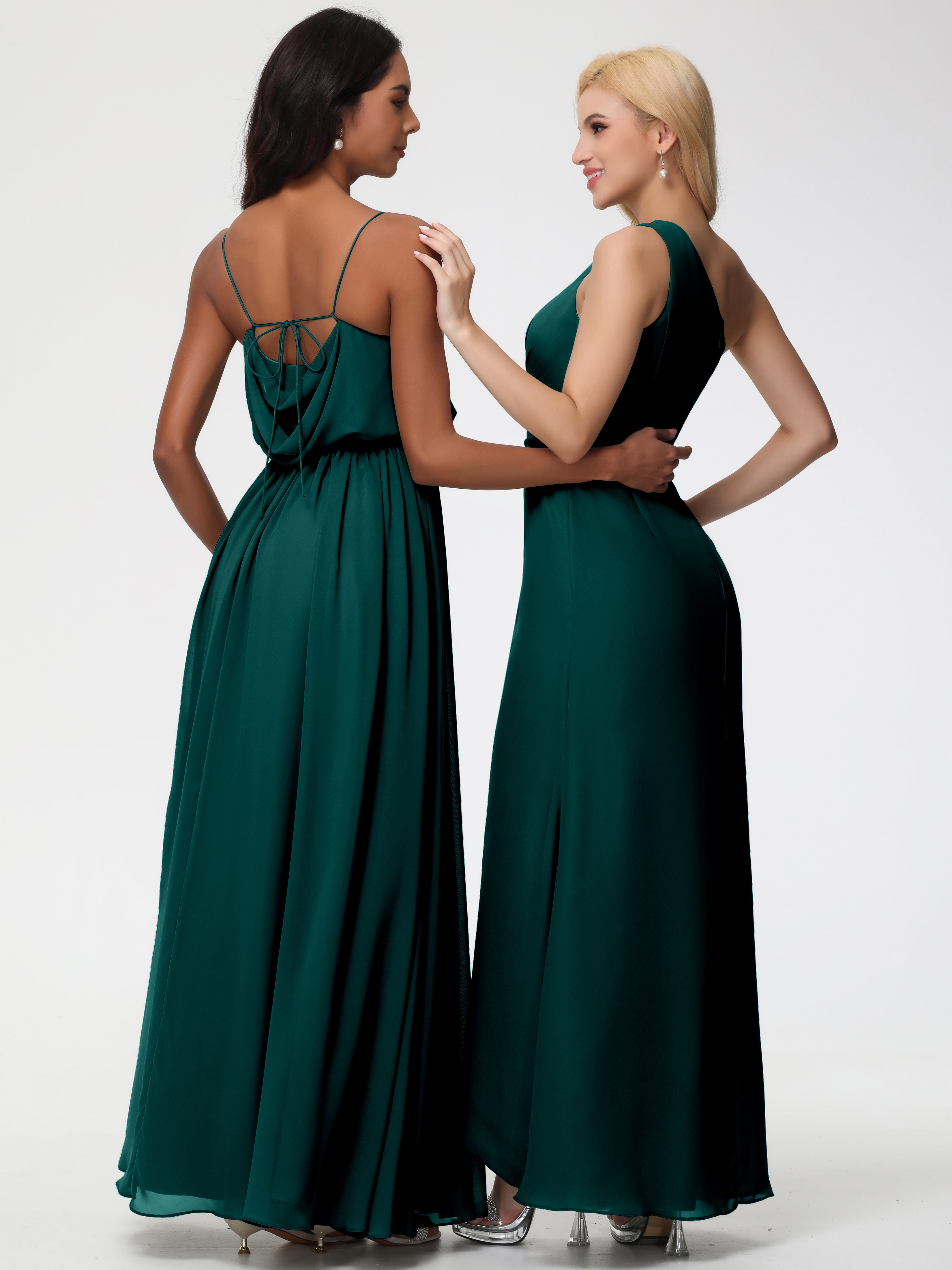 A-Line Cowl Spaghetti Straps Sleeveless Long Split Chiffon Bridesmaid Dresses (Copy)