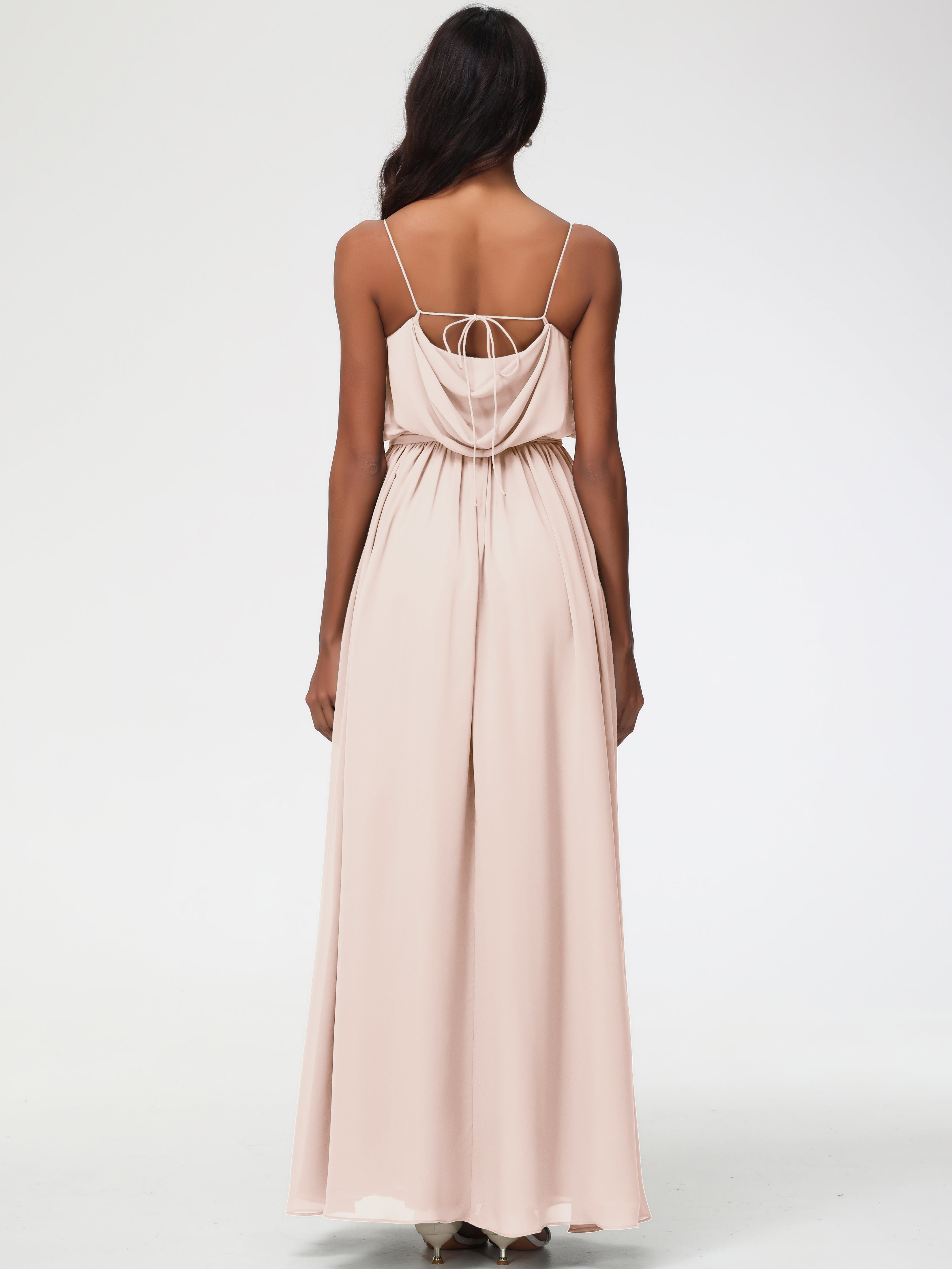 A-Line Cowl Spaghetti Straps Sleeveless Long Split Chiffon Bridesmaid Dresses (Copy)