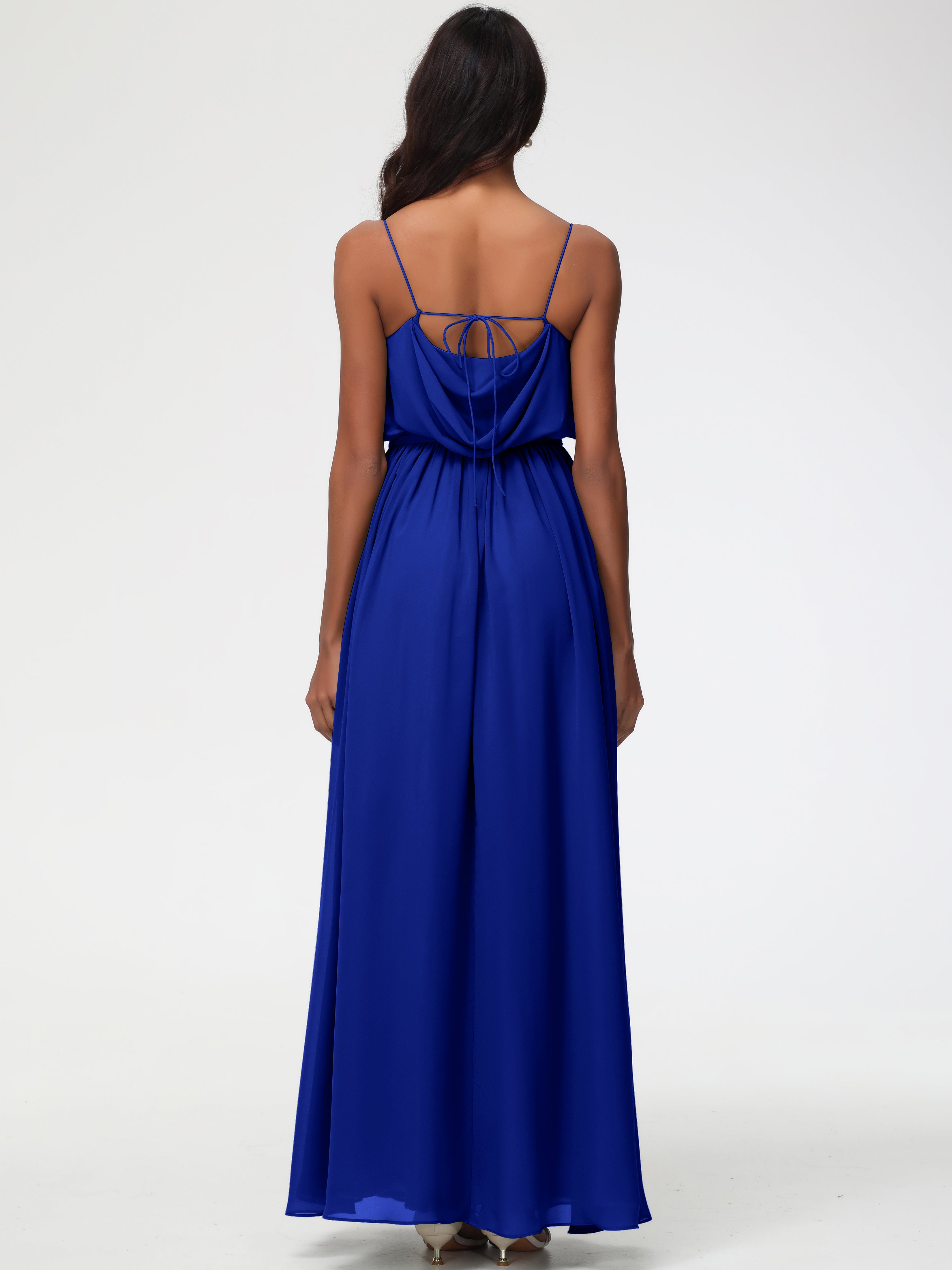 A-Line Cowl Spaghetti Straps Sleeveless Long Split Chiffon Bridesmaid Dresses (Copy)
