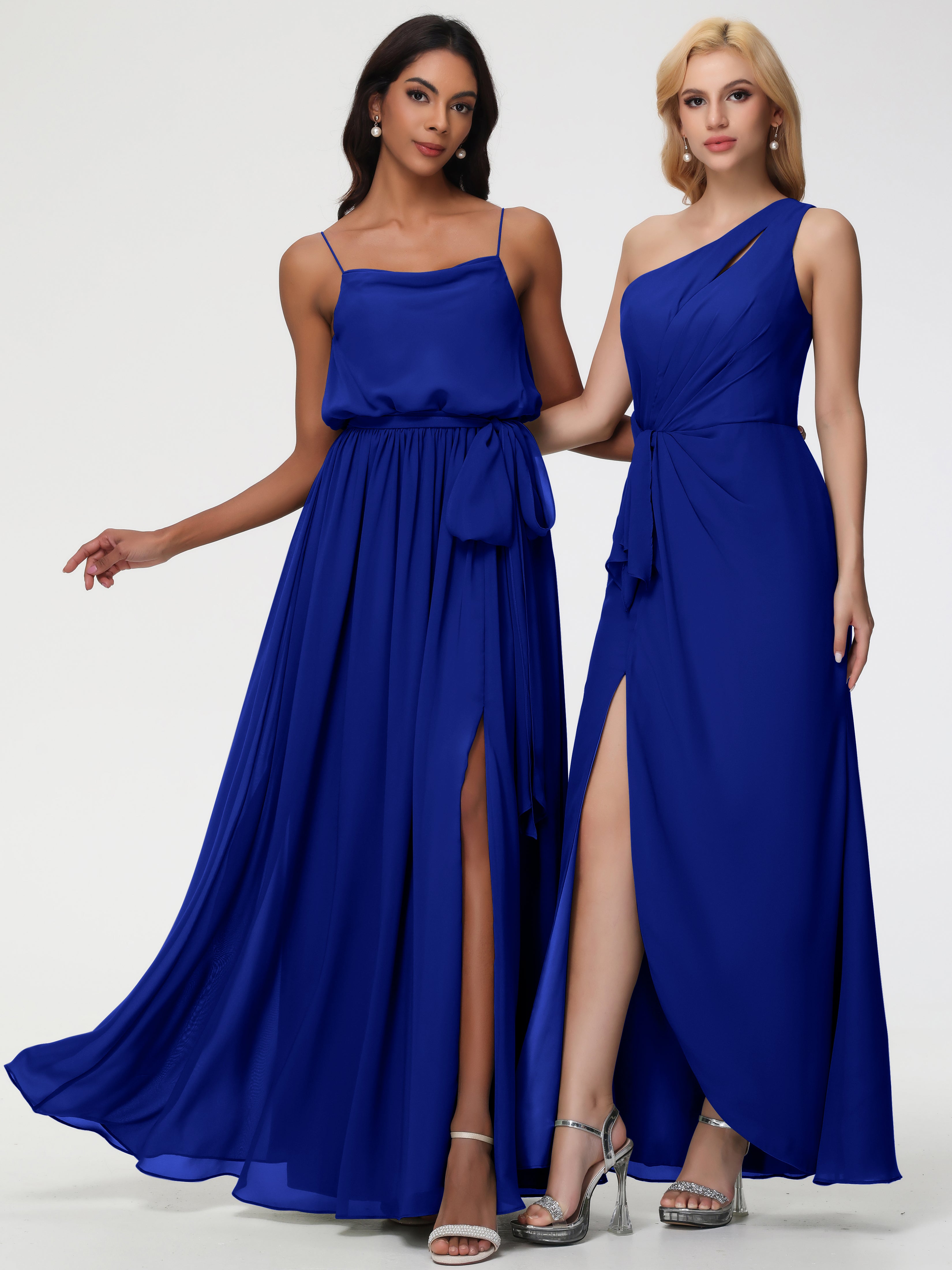 A-Line Cowl Spaghetti Straps Sleeveless Long Split Chiffon Bridesmaid Dresses (Copy)