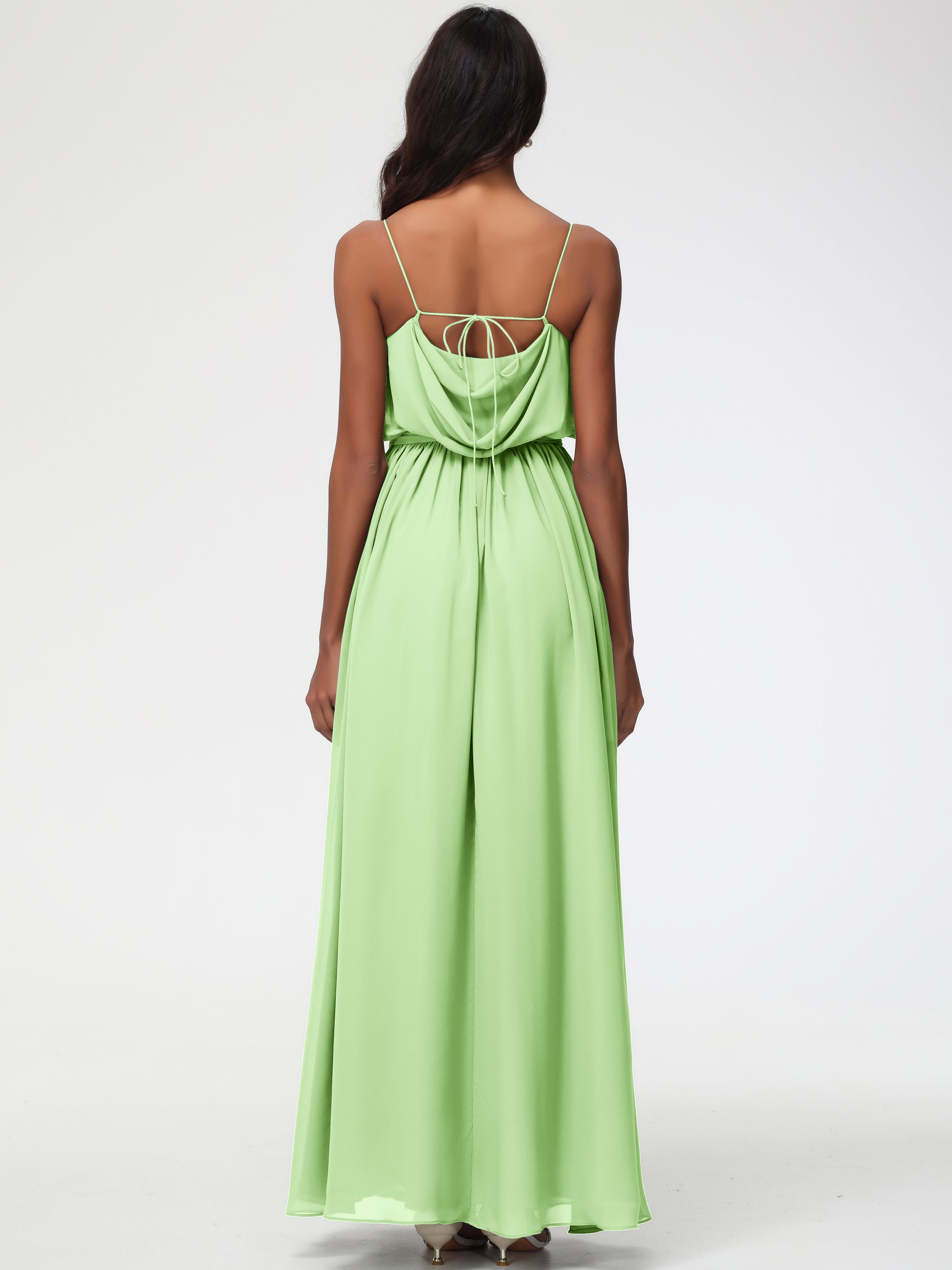 A-Line Cowl Spaghetti Straps Sleeveless Long Split Chiffon Bridesmaid Dresses (Copy)