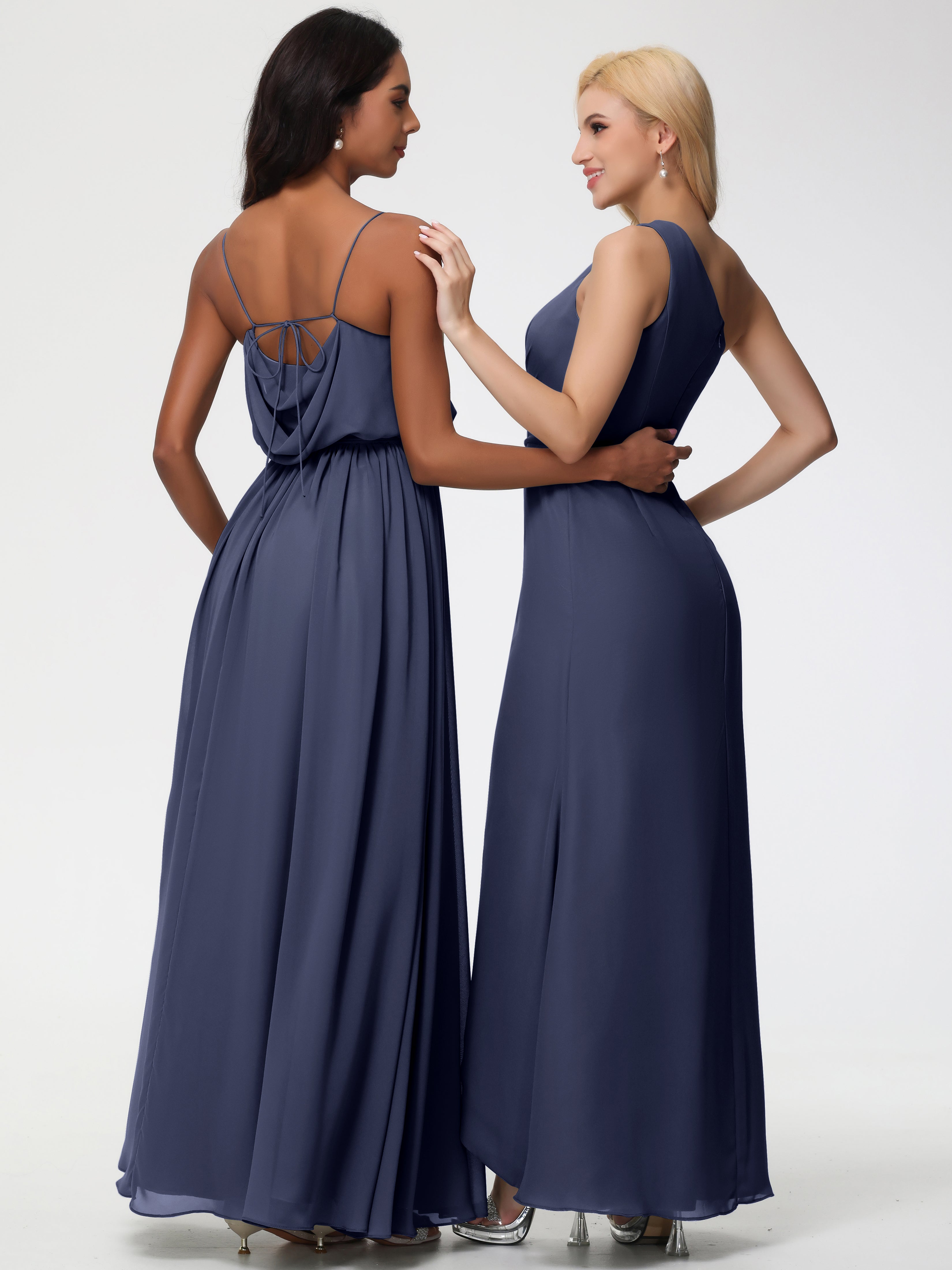 A-Line Cowl Spaghetti Straps Sleeveless Long Split Chiffon Bridesmaid Dresses (Copy)