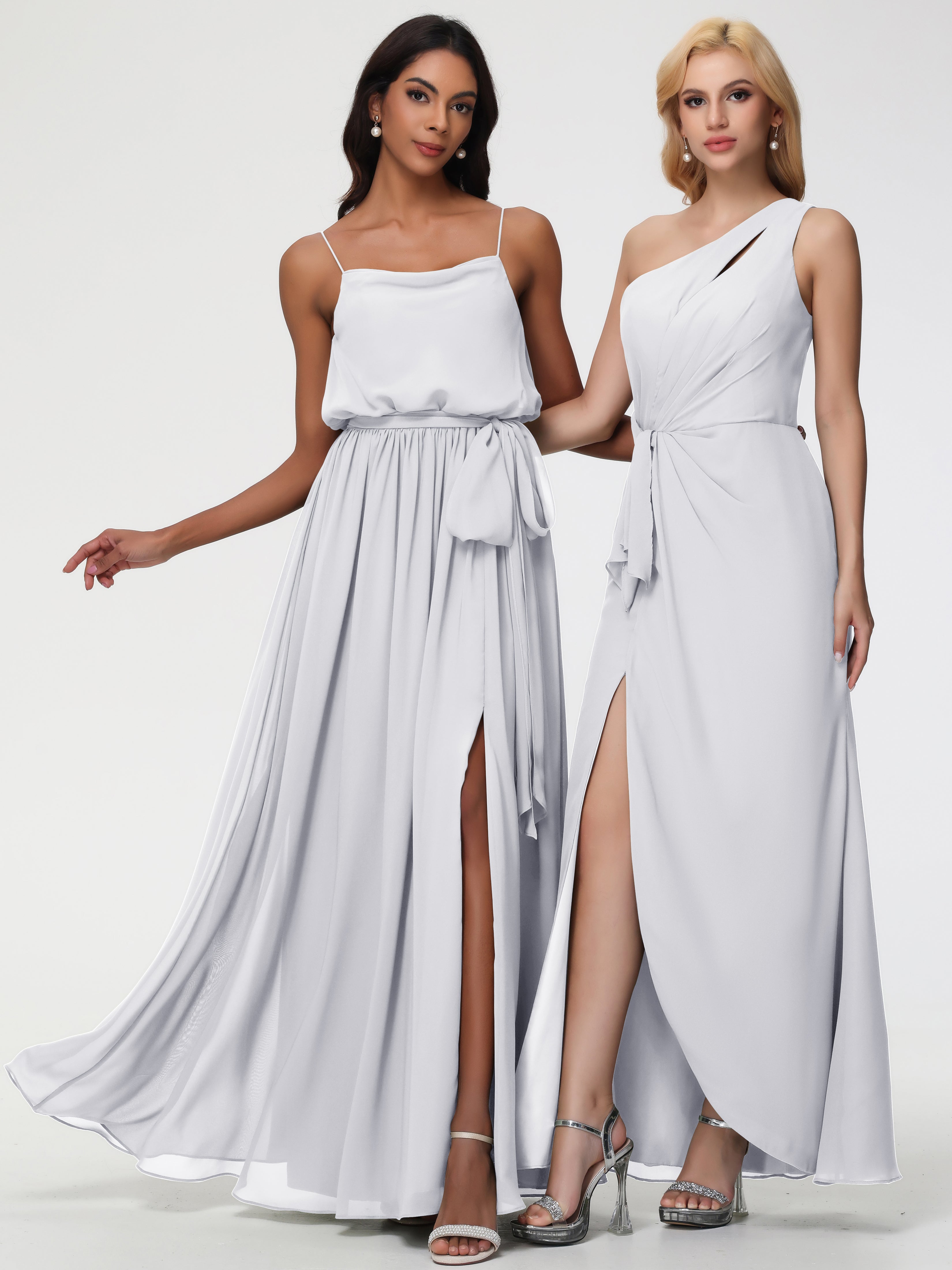 A-Line Cowl Spaghetti Straps Sleeveless Long Split Chiffon Bridesmaid Dresses (Copy)