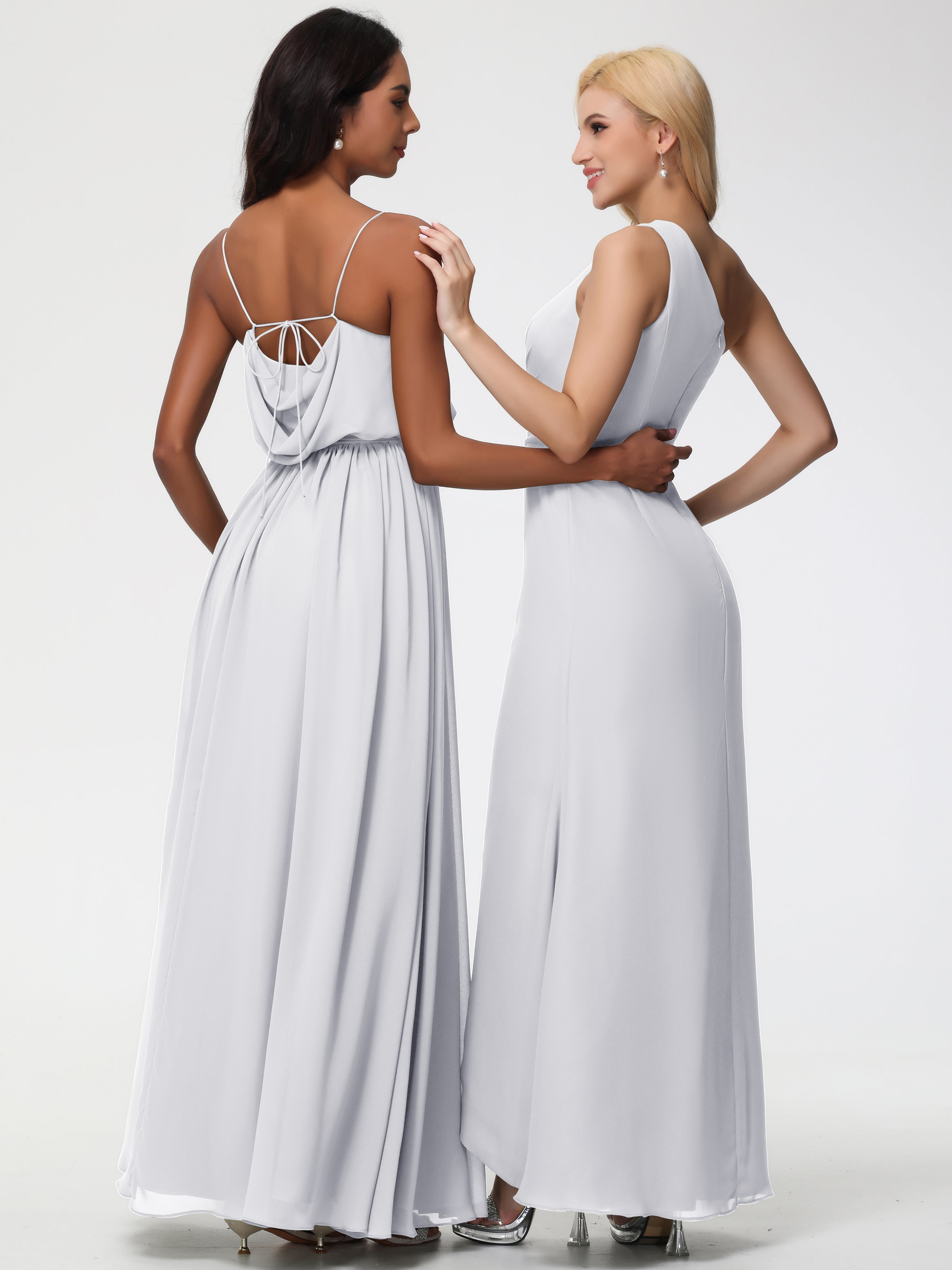 A-Line Cowl Spaghetti Straps Sleeveless Long Split Chiffon Bridesmaid Dresses (Copy)