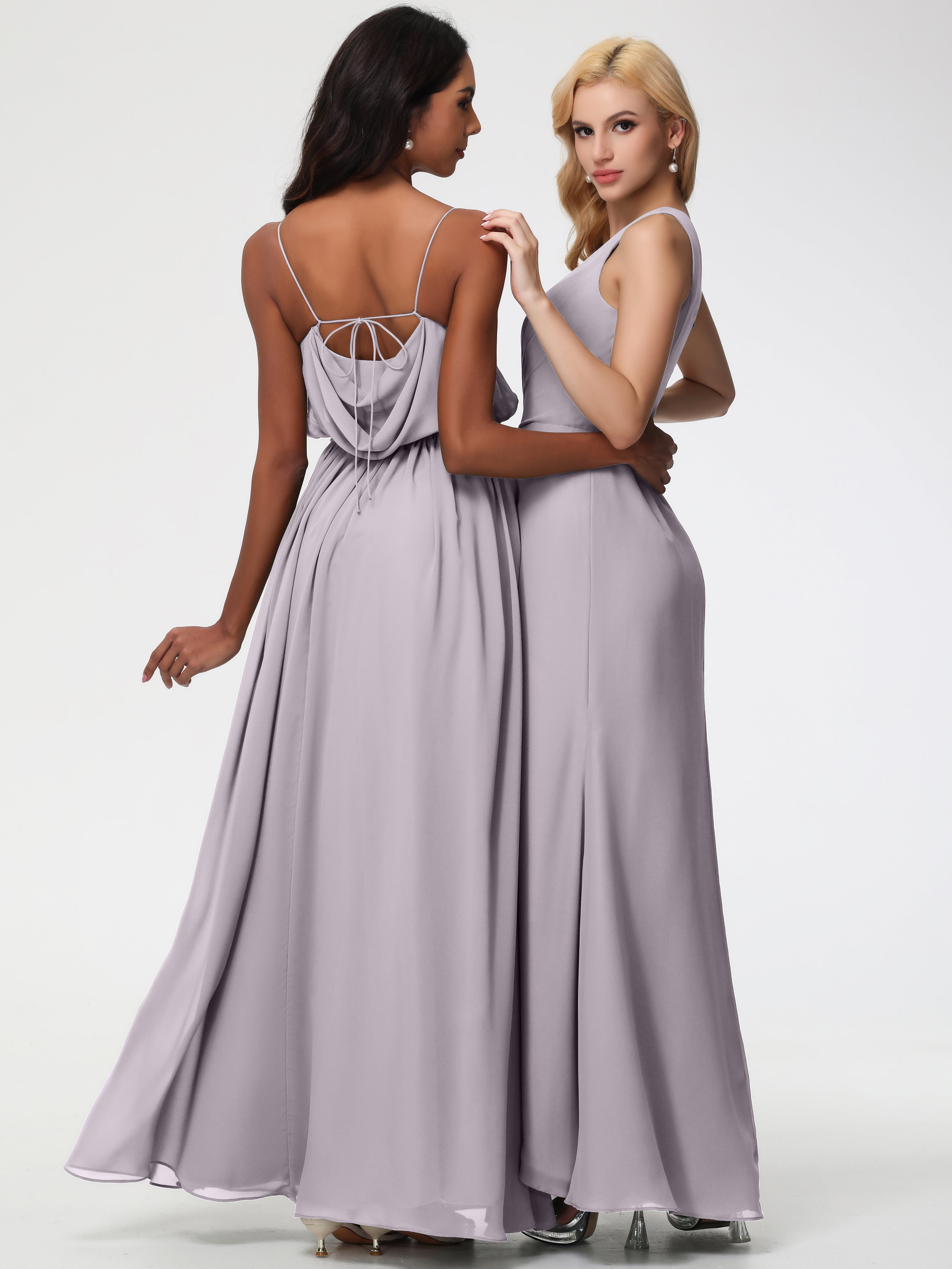 One Shoulder Sheath/Column Sleeveless Long Split Chiffon Bridesmaid Dresses