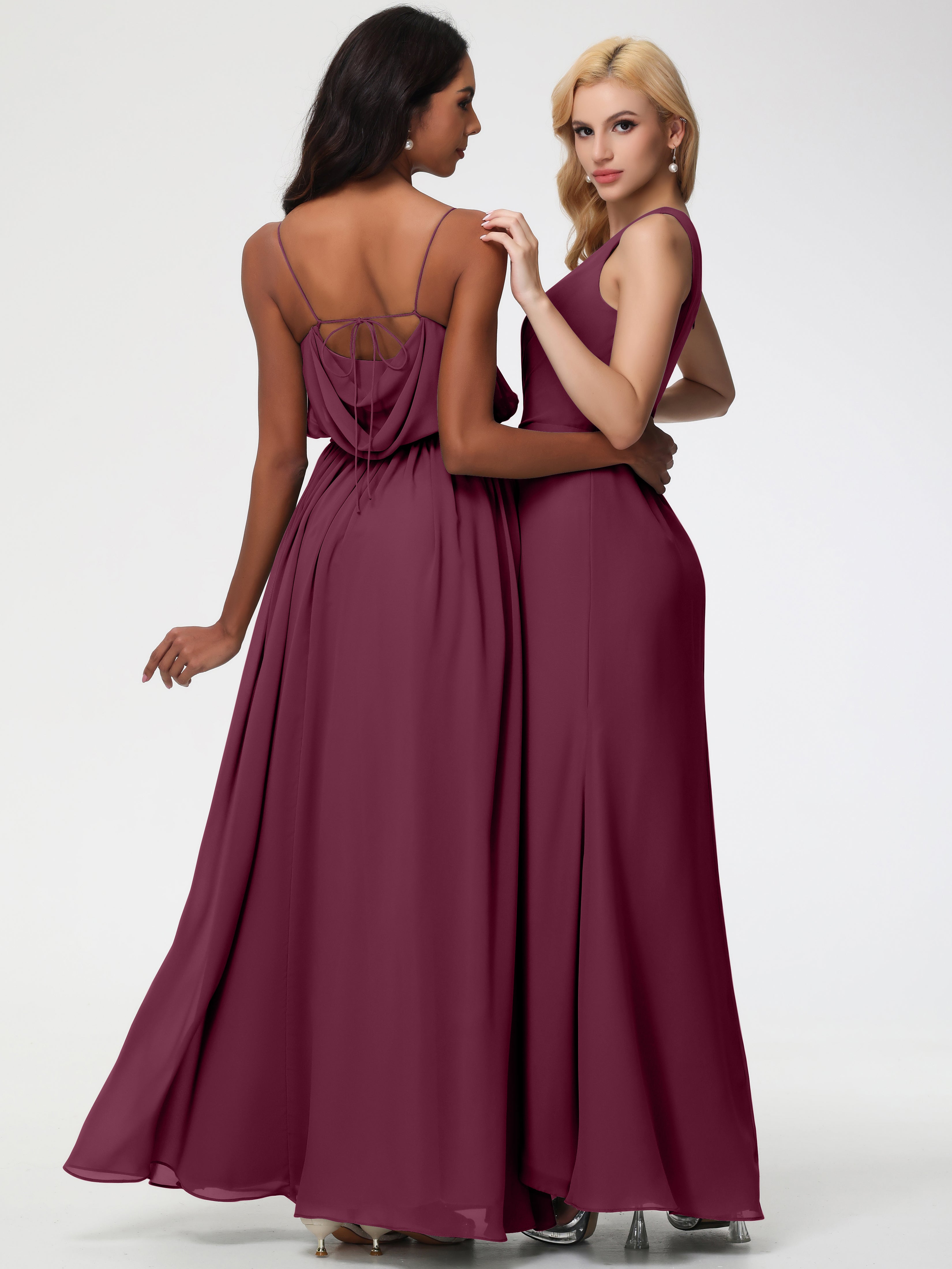 One Shoulder Sheath/Column Sleeveless Long Split Chiffon Bridesmaid Dresses (Copy)