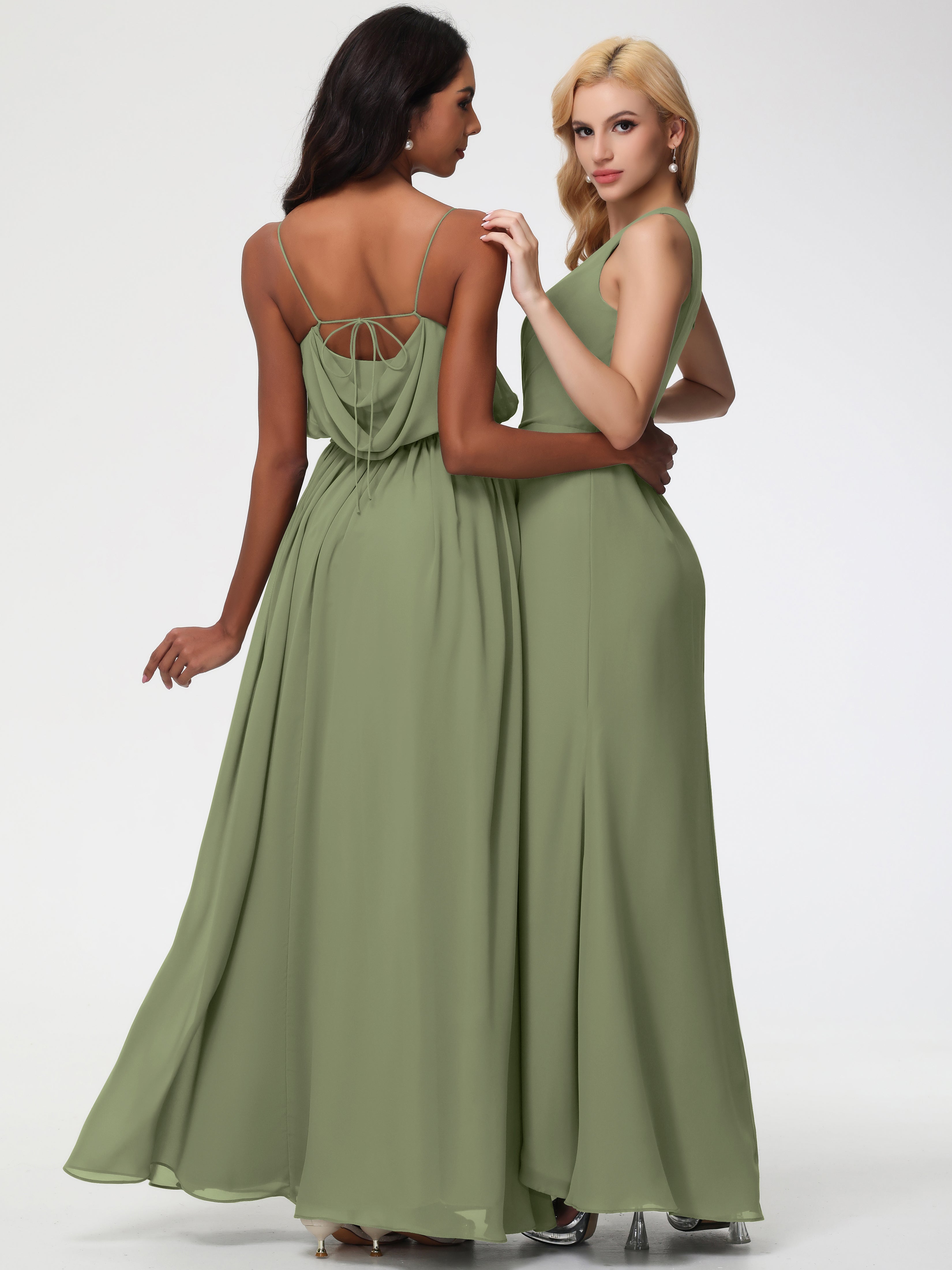One Shoulder Sheath/Column Sleeveless Long Split Chiffon Bridesmaid Dresses (Copy)