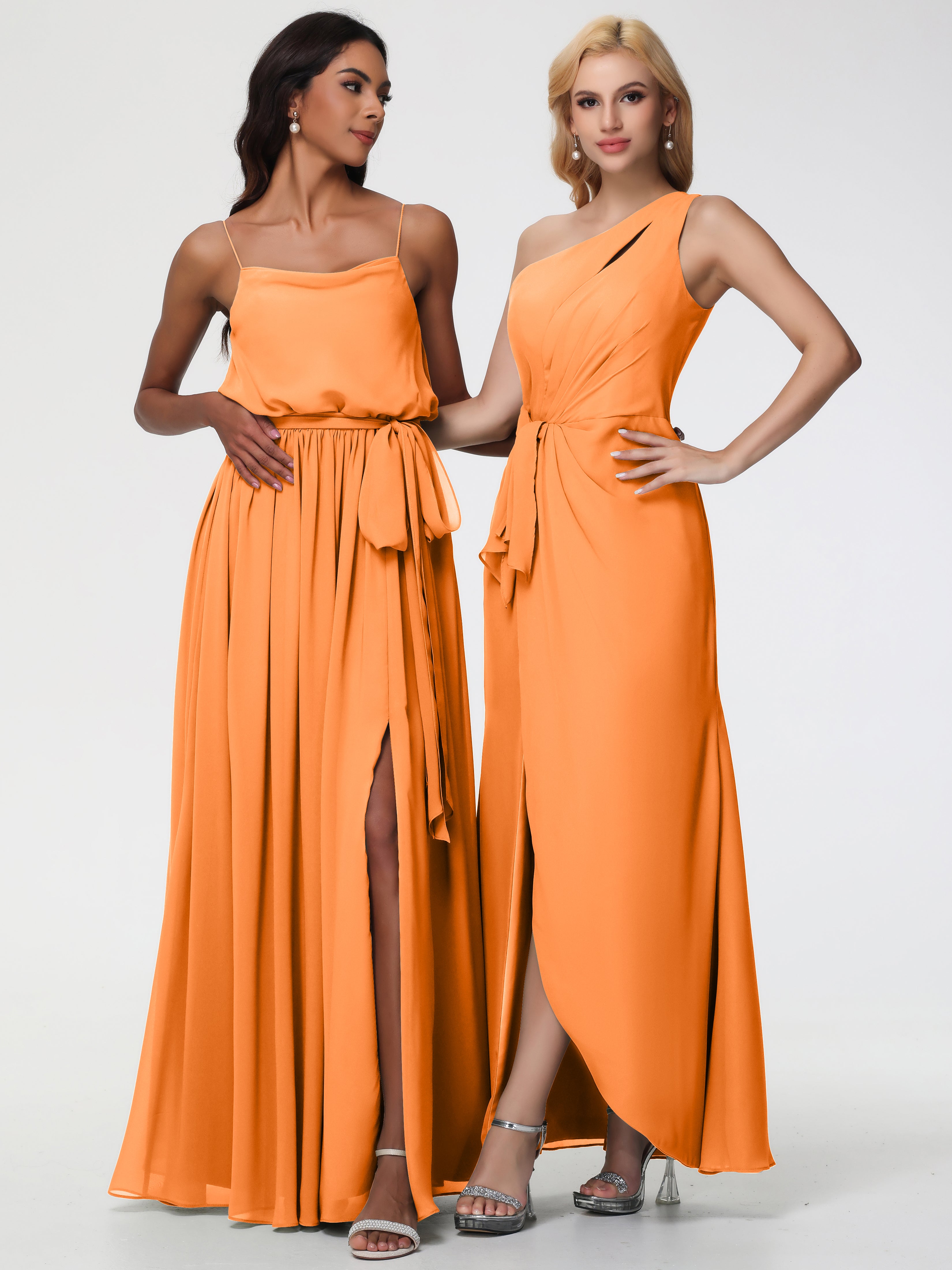 One Shoulder Sheath/Column Sleeveless Long Split Chiffon Bridesmaid Dresses (Copy)