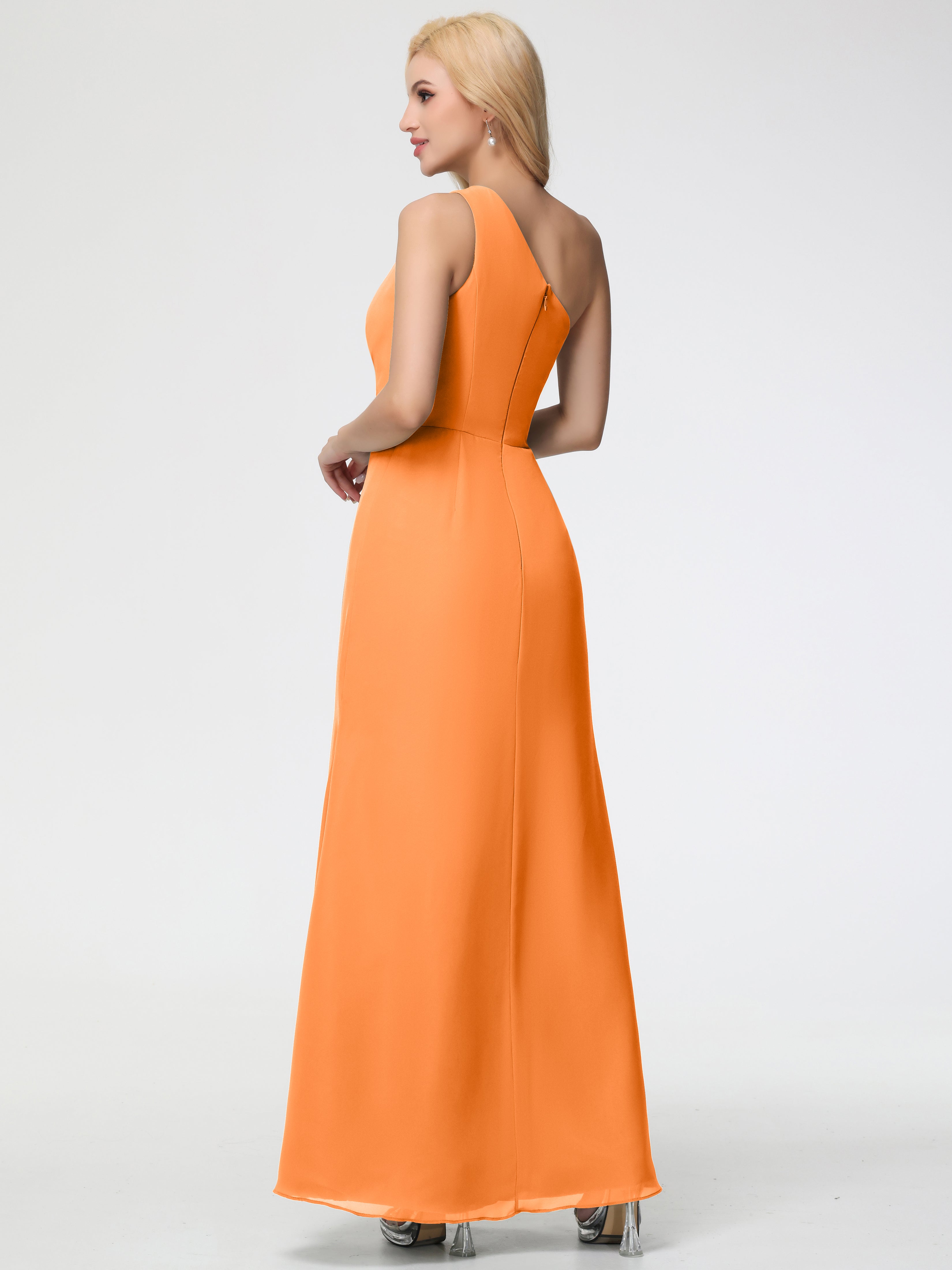 One Shoulder Sheath/Column Sleeveless Long Split Chiffon Bridesmaid Dresses (Copy)