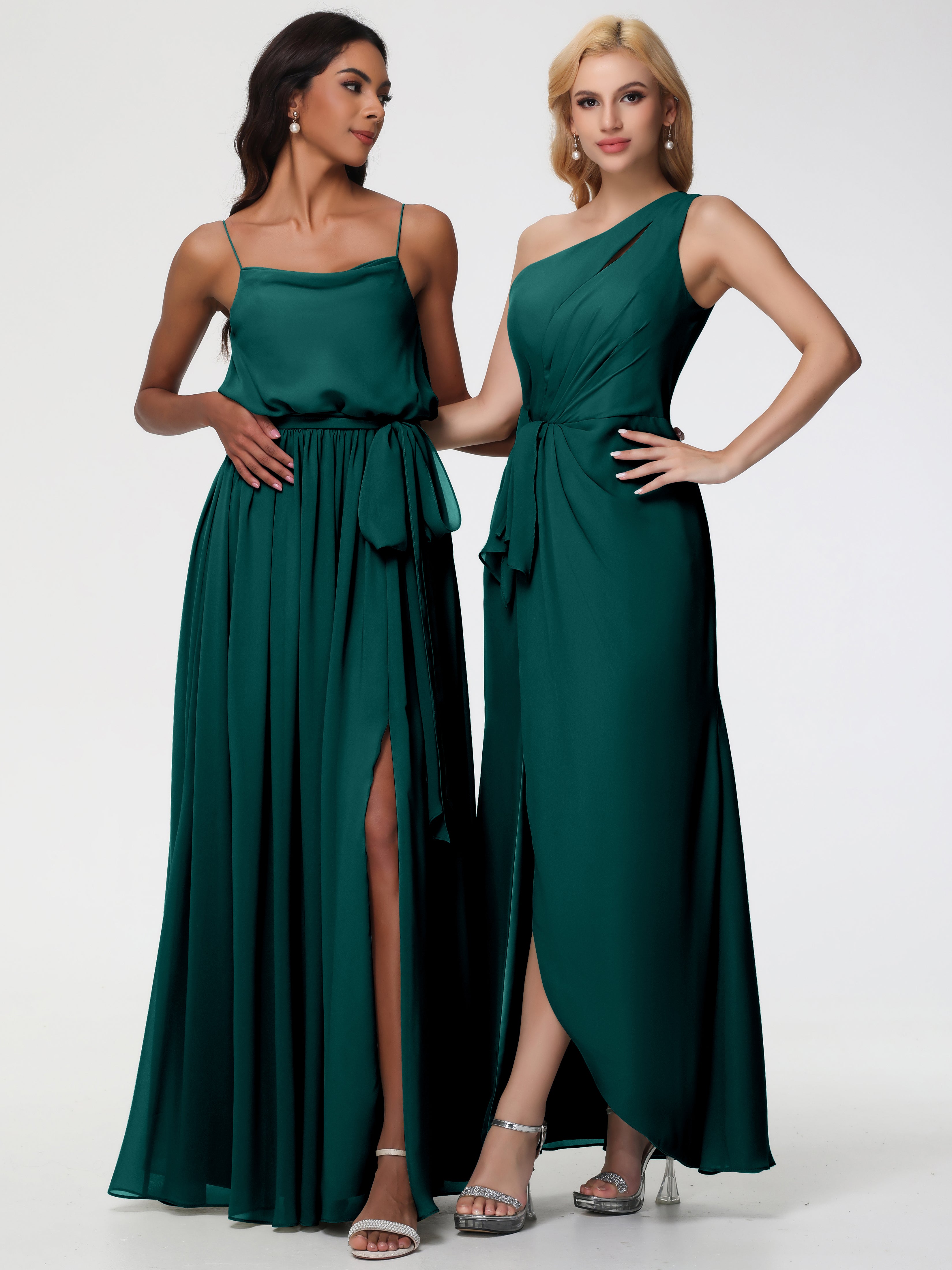 One Shoulder Sheath/Column Sleeveless Long Split Chiffon Bridesmaid Dresses (Copy)