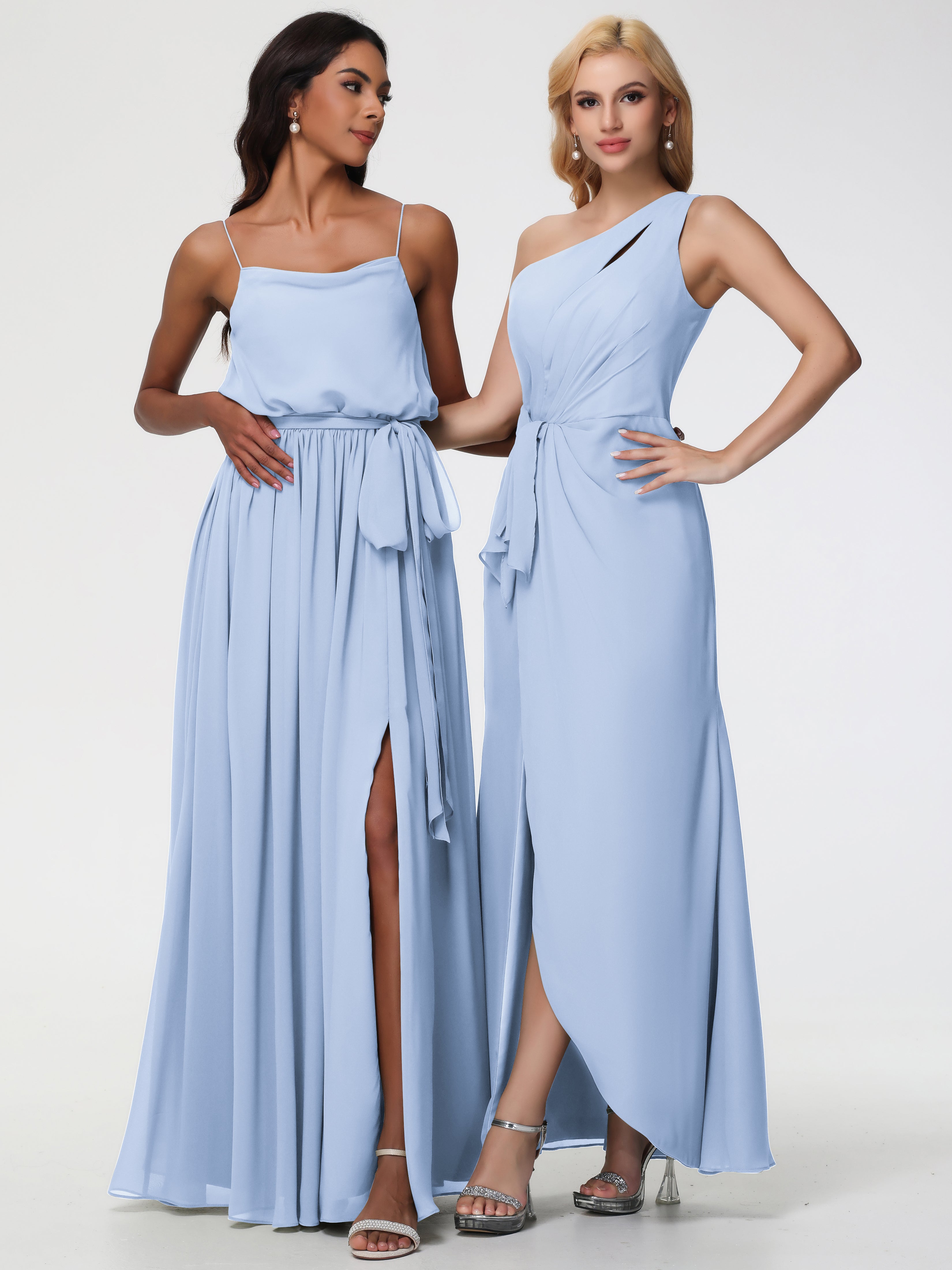 One Shoulder Sheath/Column Sleeveless Long Split Chiffon Bridesmaid Dresses (Copy)