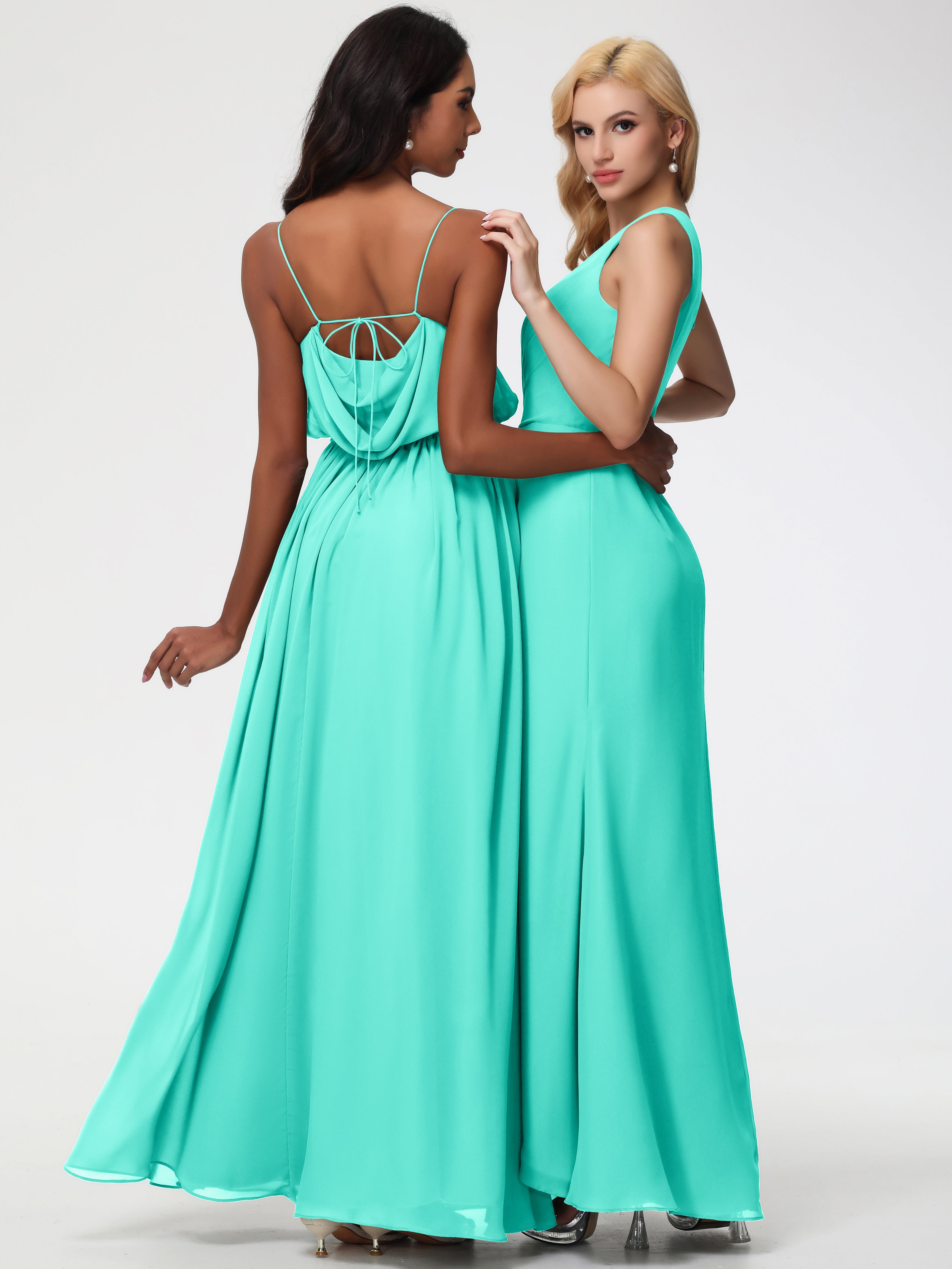 One Shoulder Sheath/Column Sleeveless Long Split Chiffon Bridesmaid Dresses (Copy)