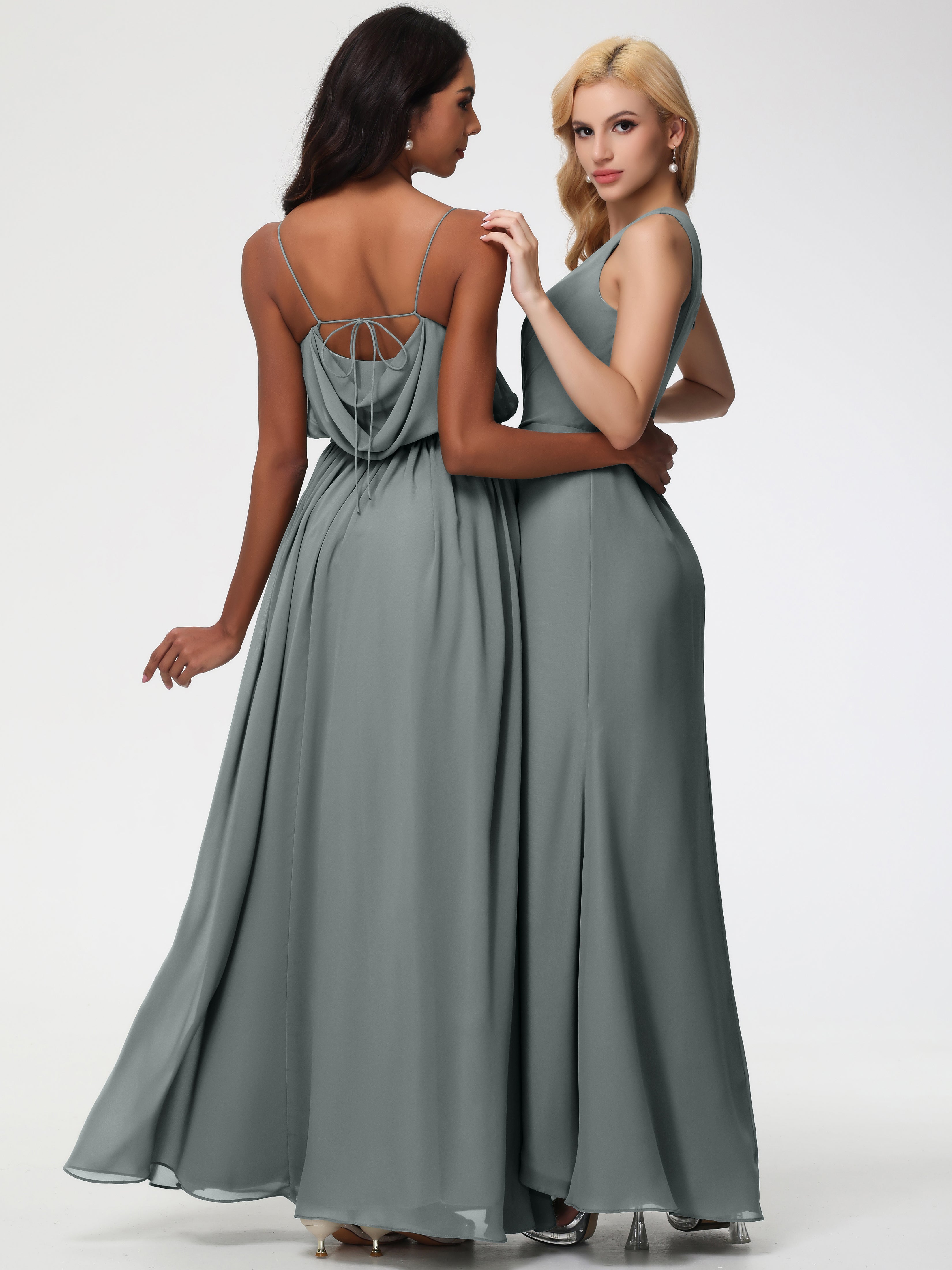 One Shoulder Sheath/Column Sleeveless Long Split Chiffon Bridesmaid Dresses (Copy)