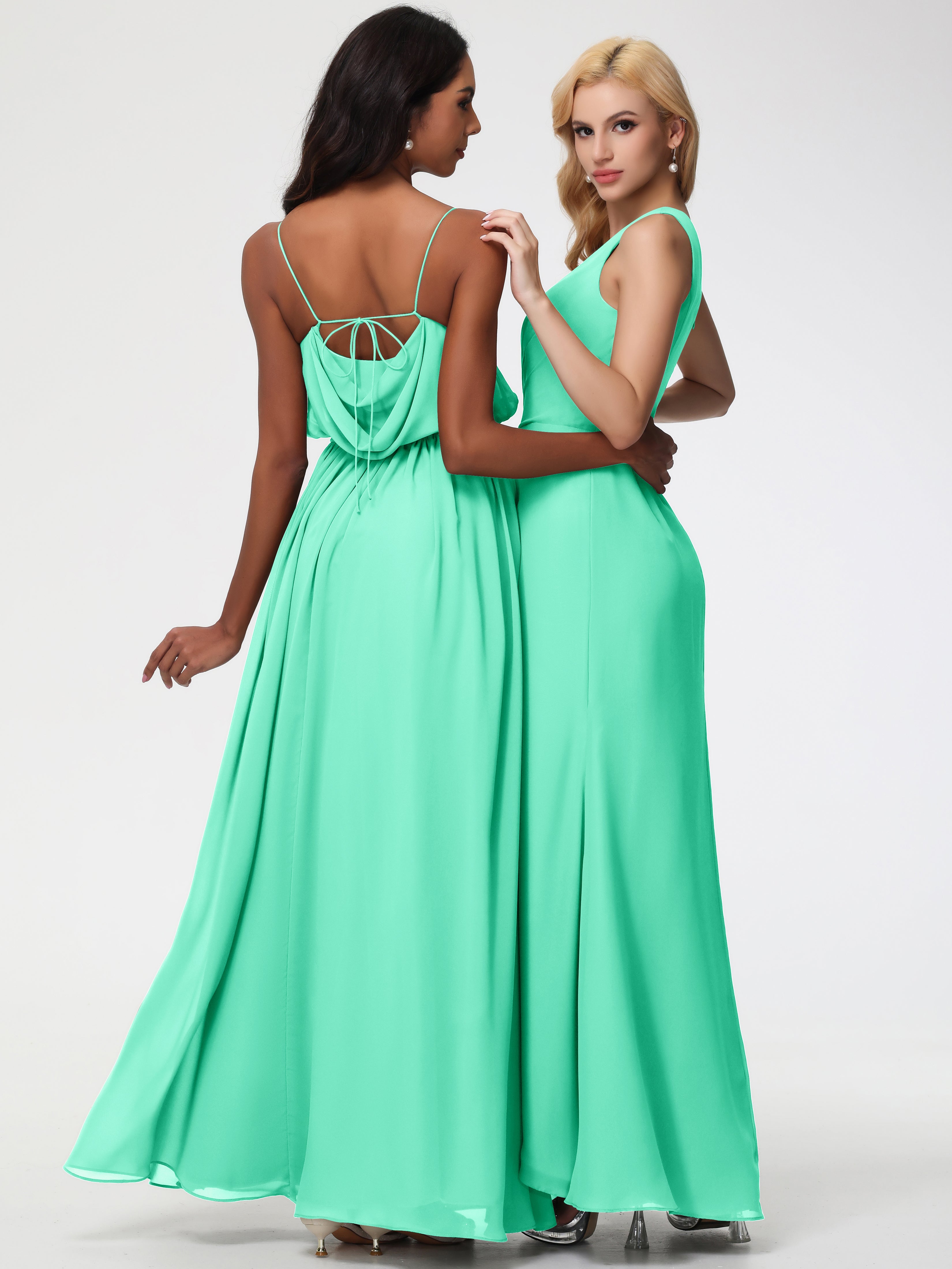 One Shoulder Sheath/Column Sleeveless Long Split Chiffon Bridesmaid Dresses (Copy)