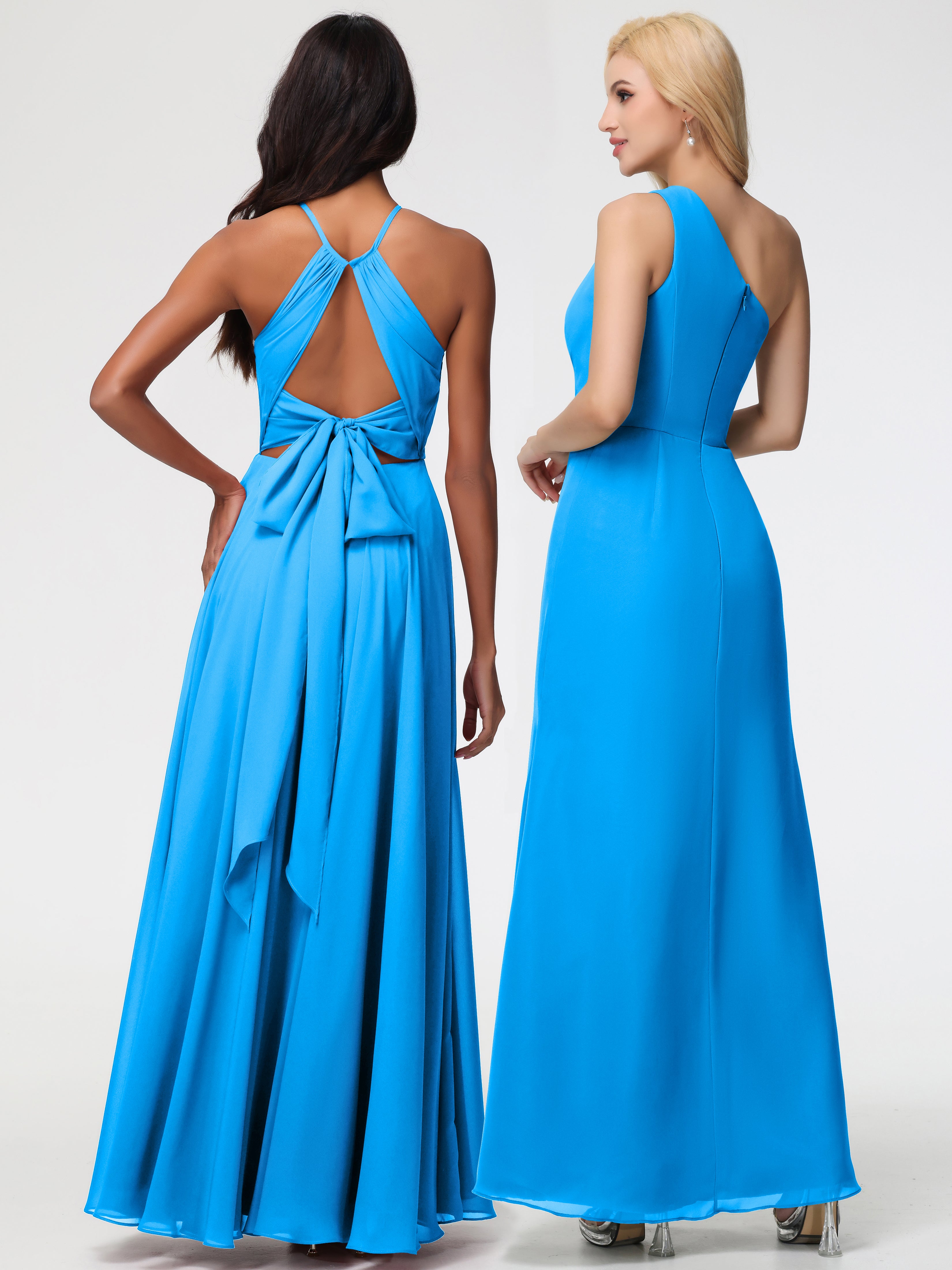 Halter A-Line Sleeveless Floor-Length Split Chiffon Bridesmaid Dresses (Copy)