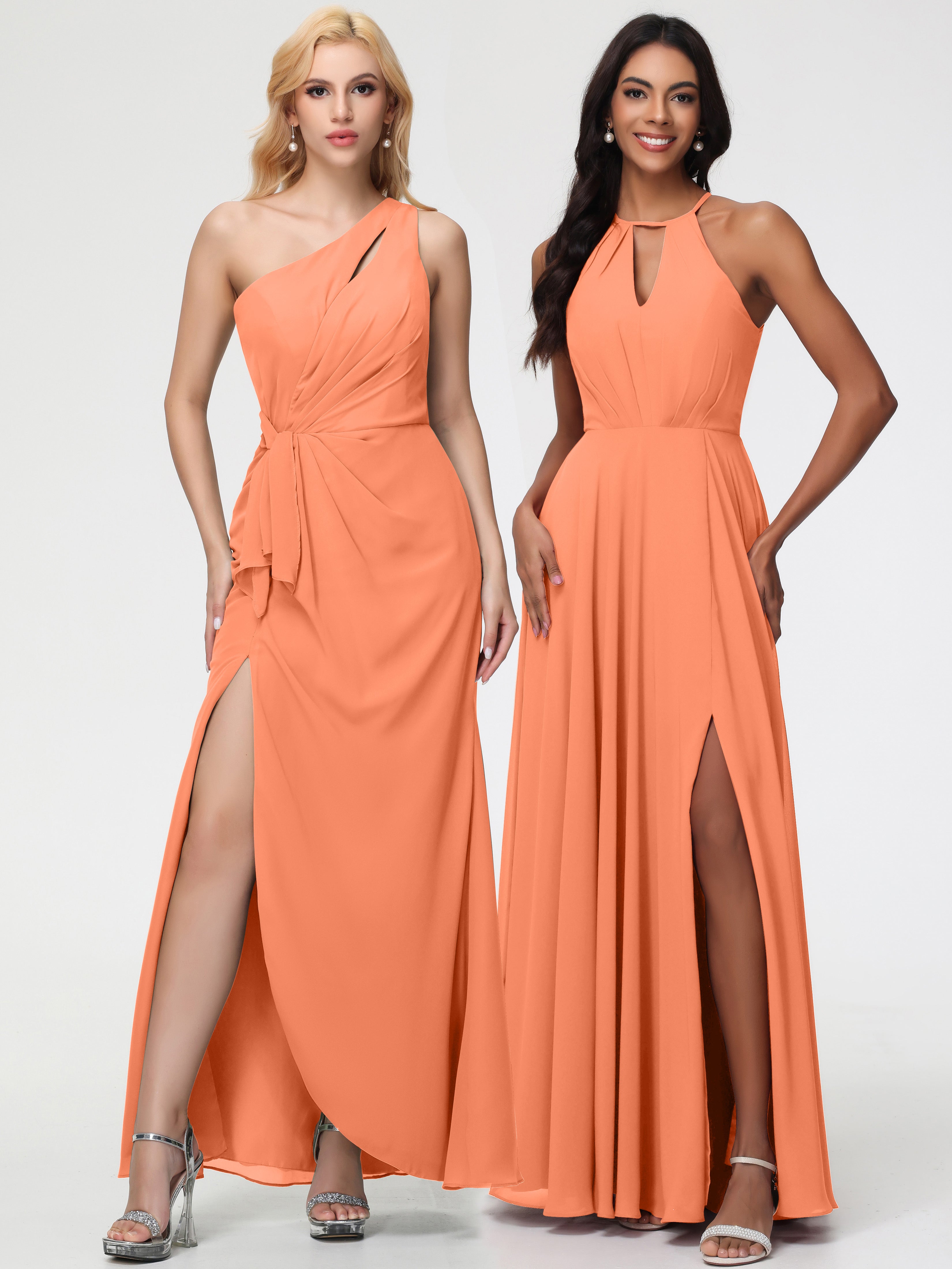 Halter A-Line Sleeveless Floor-Length Split Chiffon Bridesmaid Dresses (Copy)