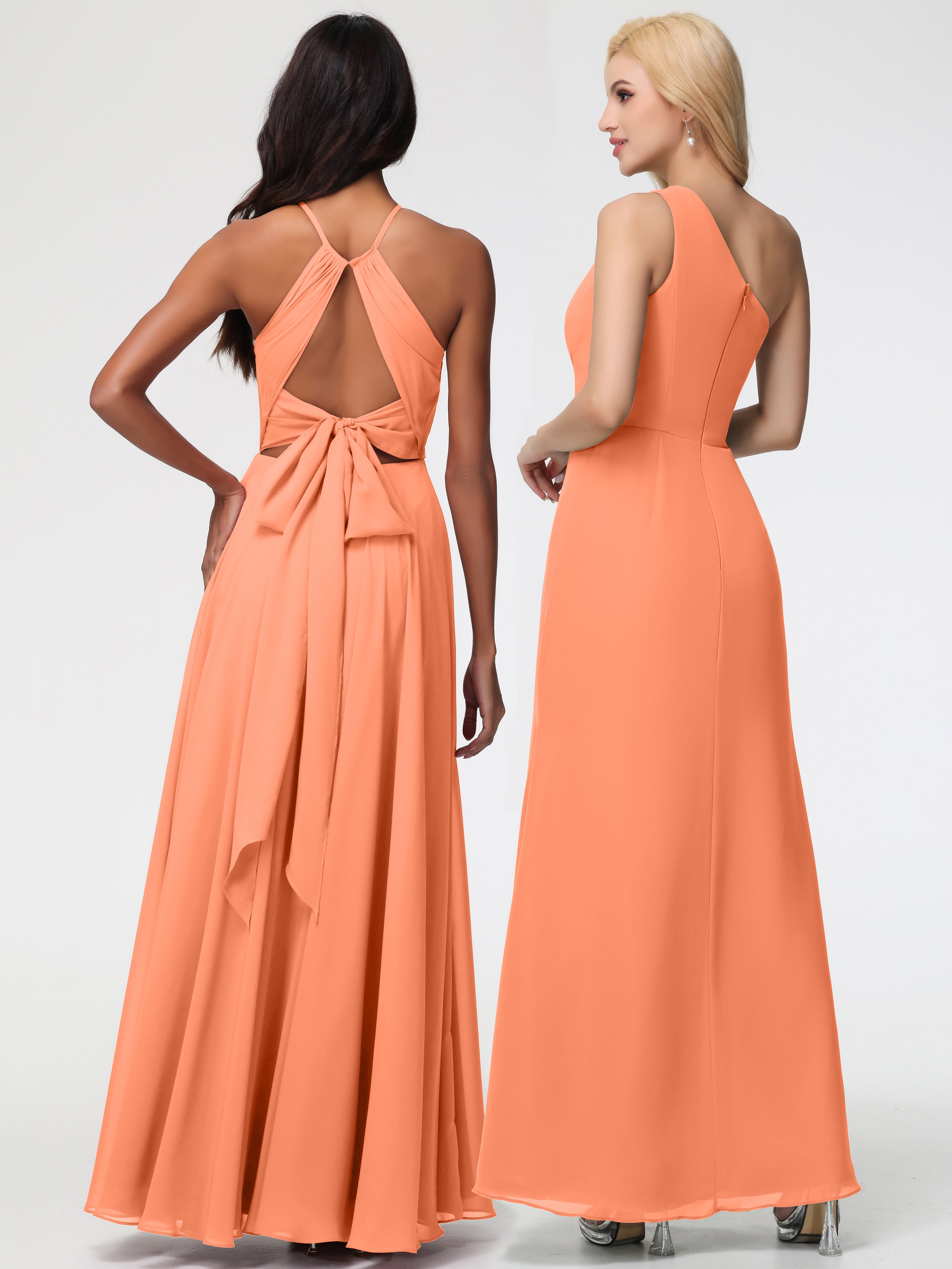 Halter A-Line Sleeveless Floor-Length Split Chiffon Bridesmaid Dresses (Copy)