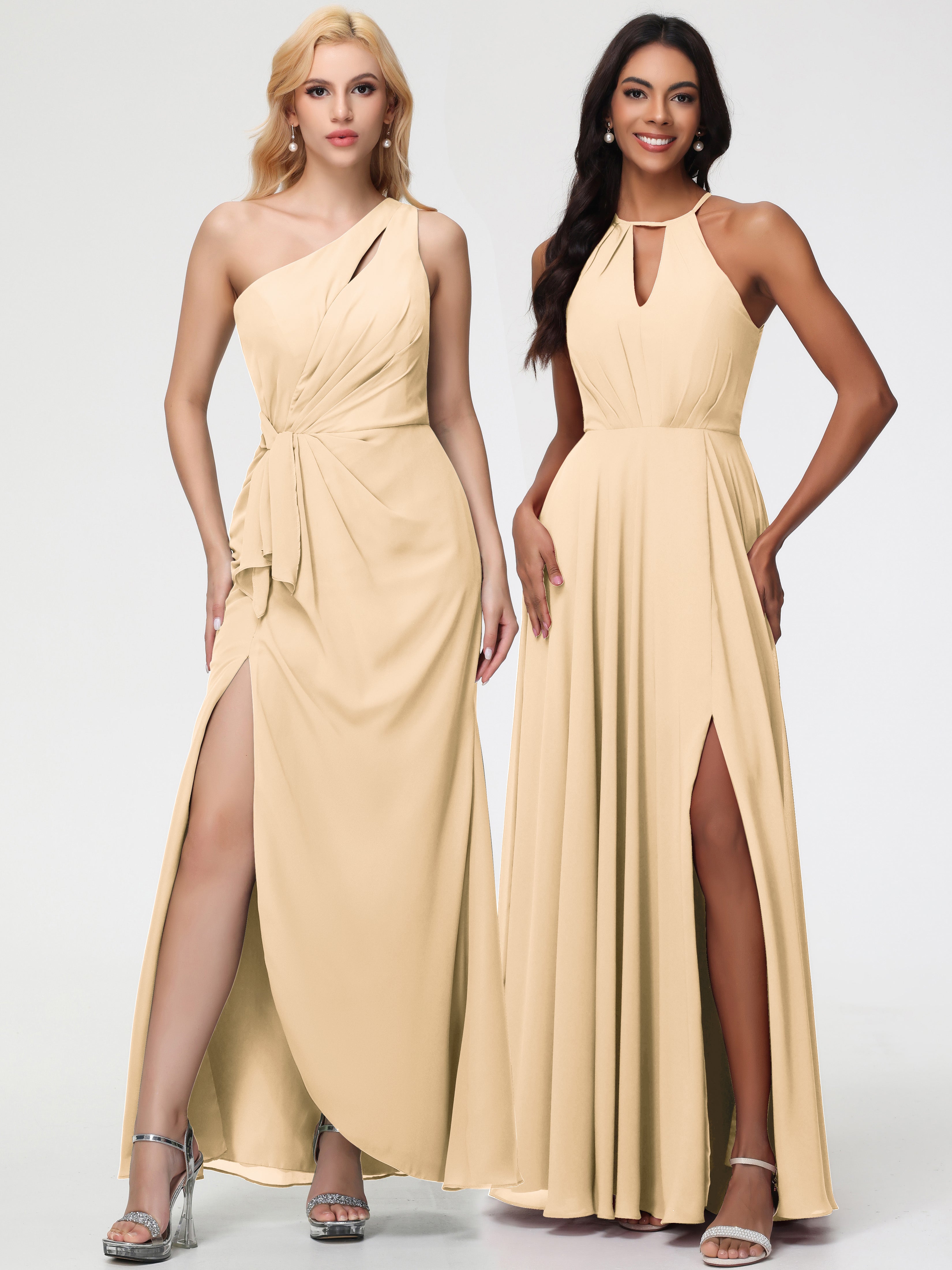Halter A-Line Sleeveless Floor-Length Split Chiffon Bridesmaid Dresses (Copy)