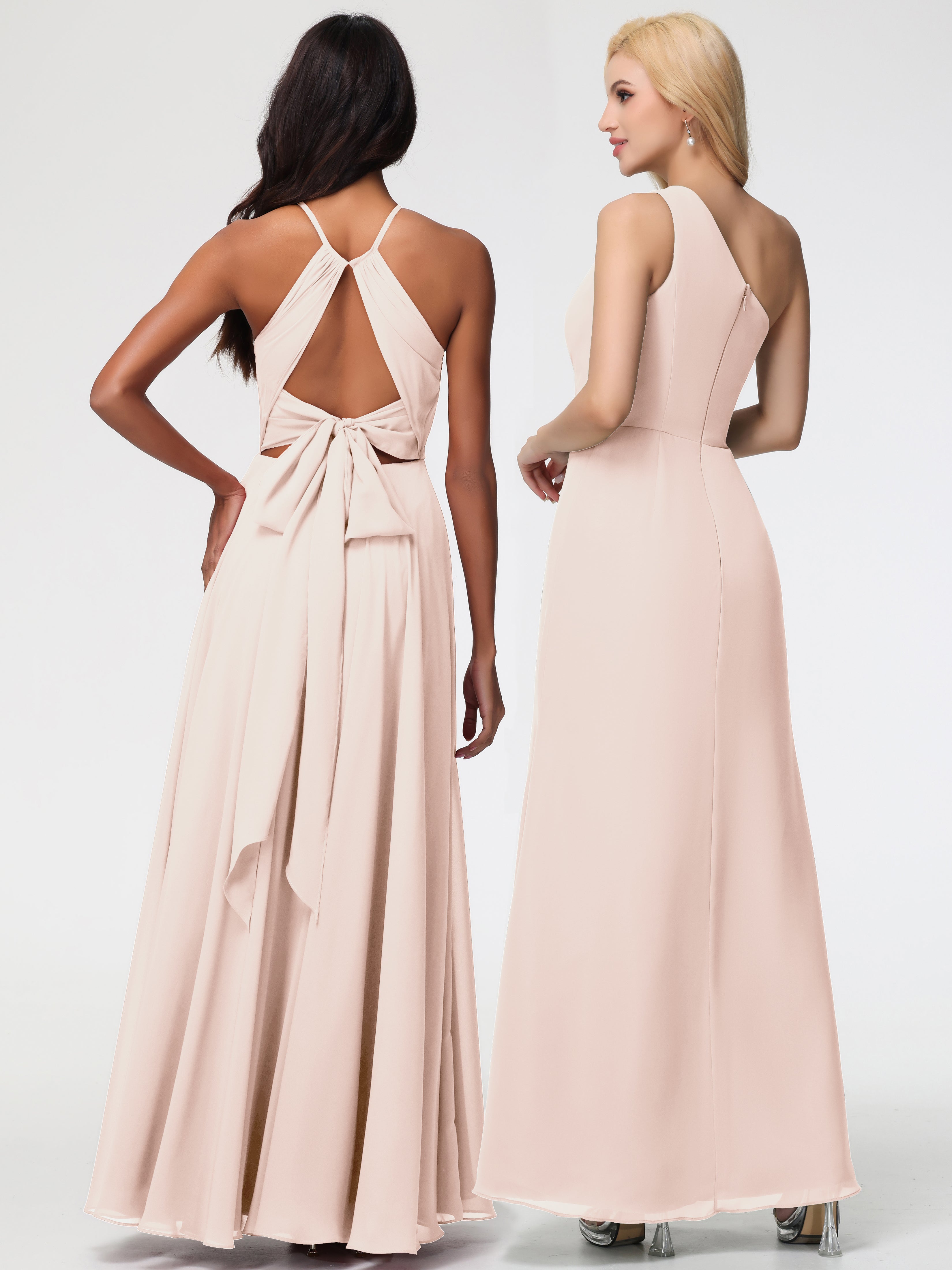 Halter A-Line Sleeveless Floor-Length Split Chiffon Bridesmaid Dresses (Copy)