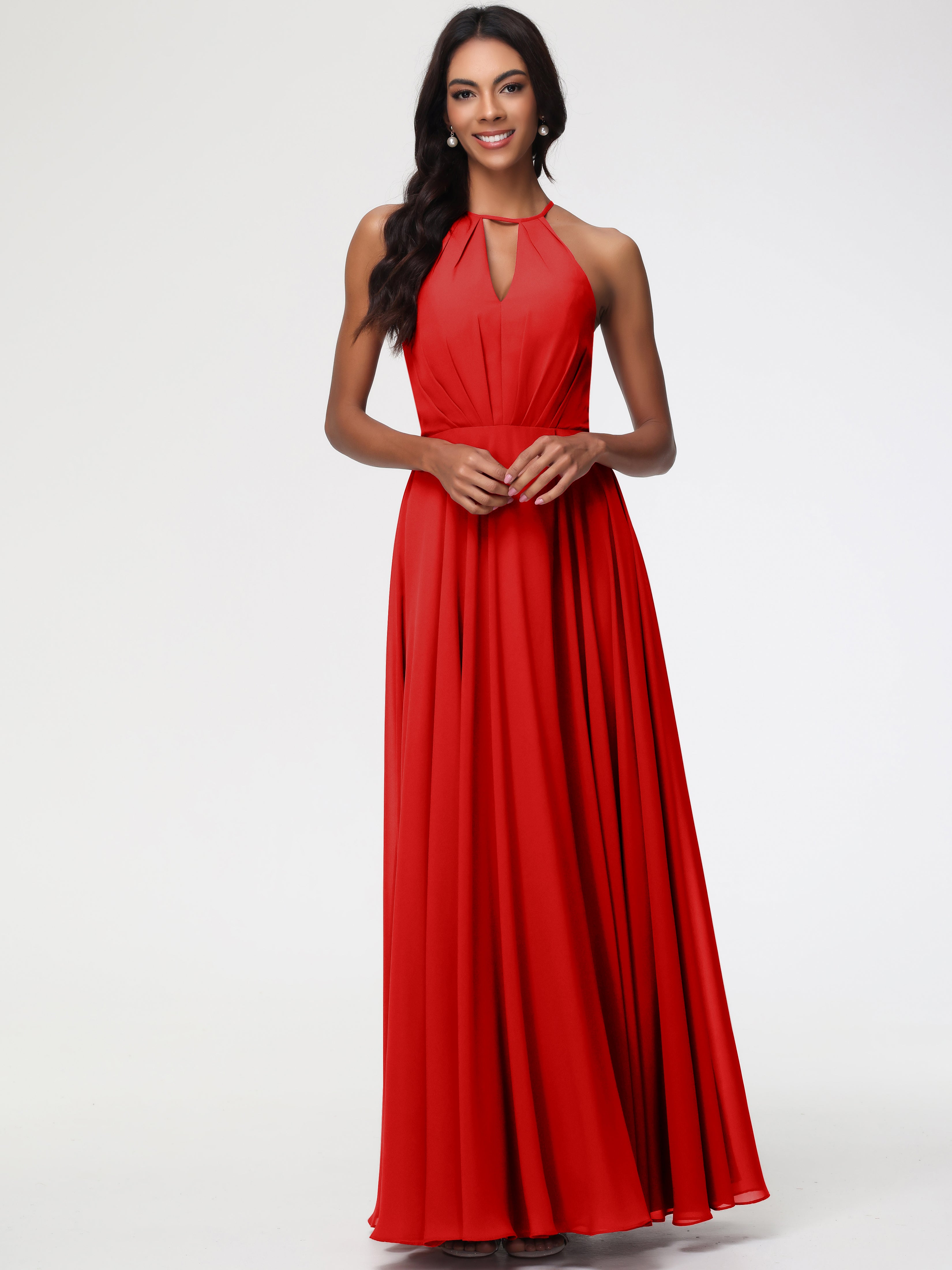 Halter A-Line Sleeveless Floor-Length Split Chiffon Bridesmaid Dresses (Copy)