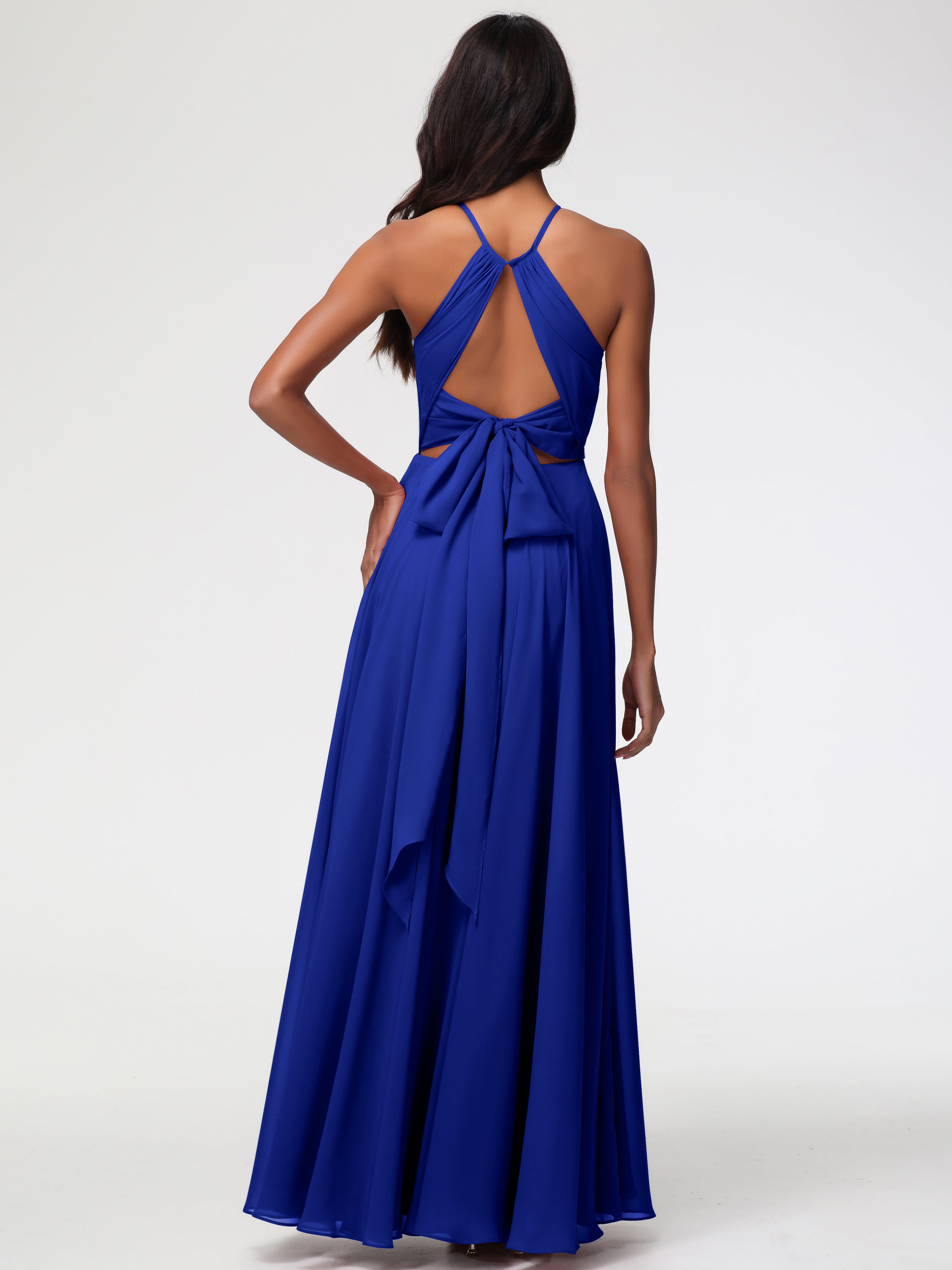 Halter A-Line Sleeveless Floor-Length Split Chiffon Bridesmaid Dresses (Copy)