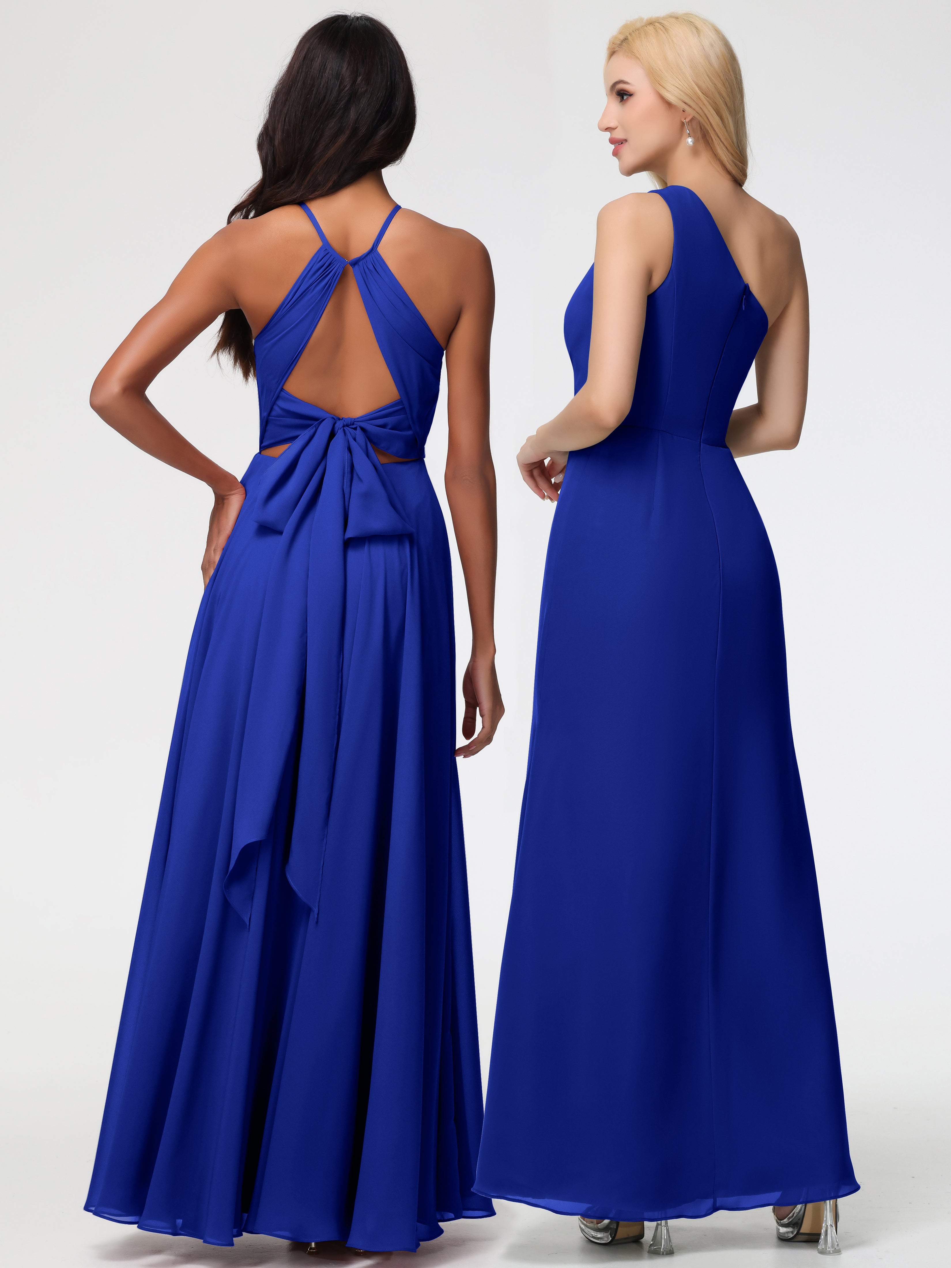 Halter A-Line Sleeveless Floor-Length Split Chiffon Bridesmaid Dresses (Copy)