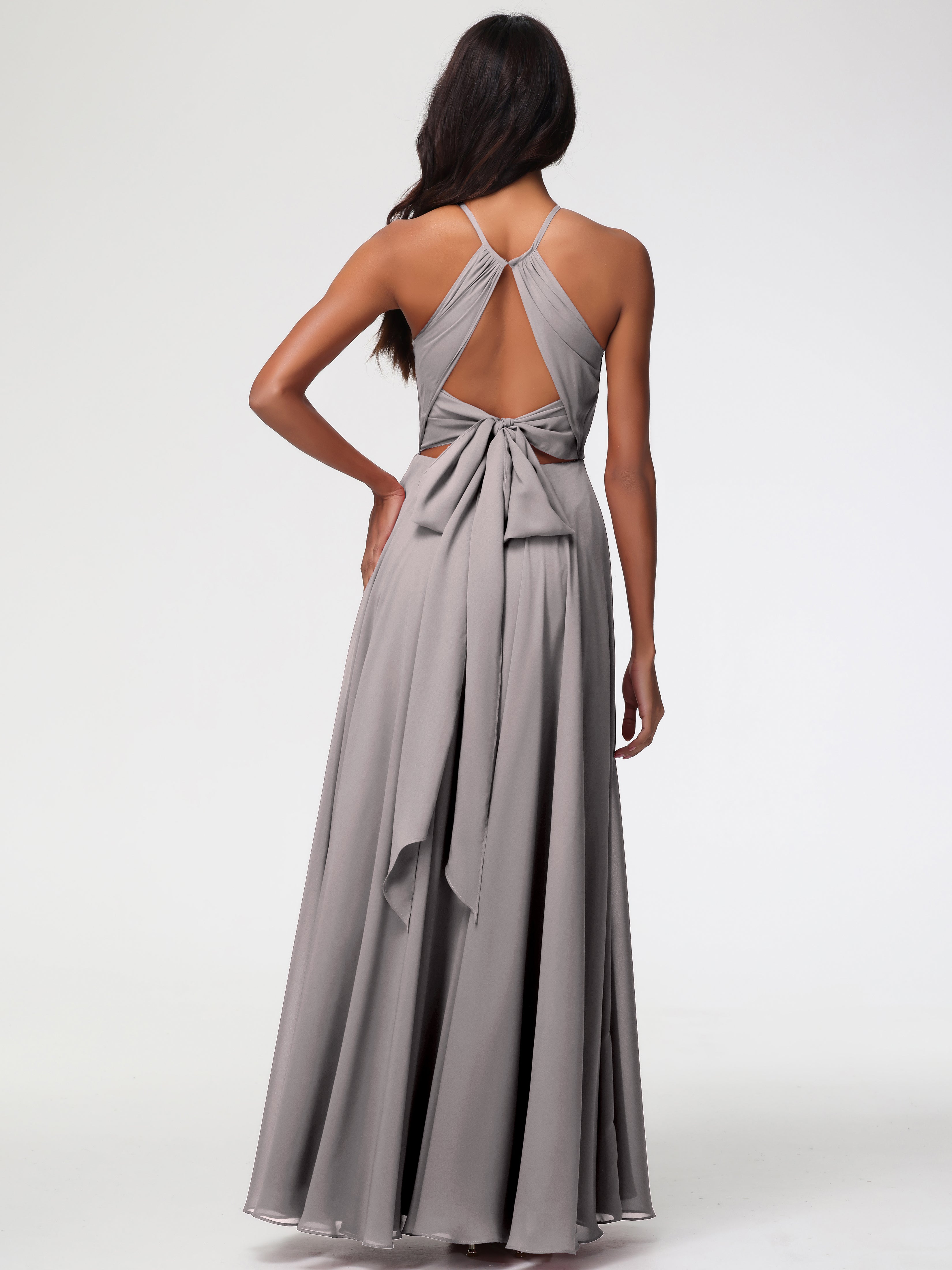 Halter A-Line Sleeveless Floor-Length Split Chiffon Bridesmaid Dresses (Copy)