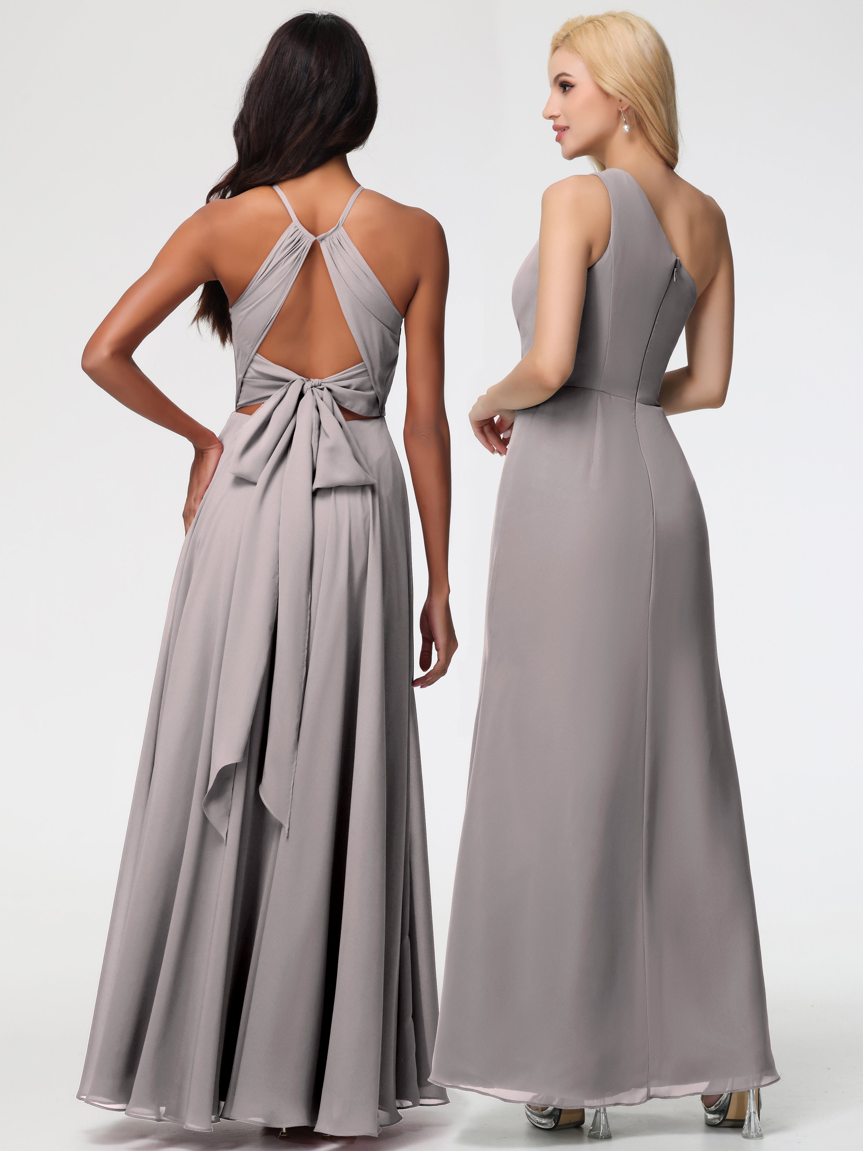 Halter A-Line Sleeveless Floor-Length Split Chiffon Bridesmaid Dresses (Copy)